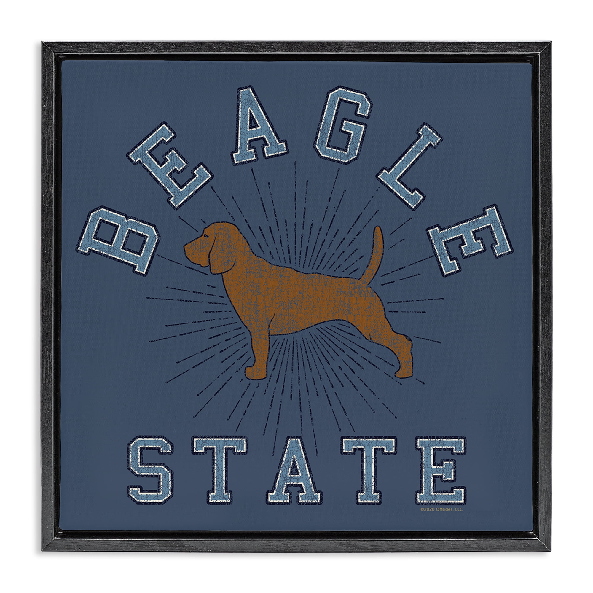 Stupell Industries Vintage Beagle State Novelty & Humor Painting Black Floater Framed Canvas Art Print Wall Art, 18 x 18