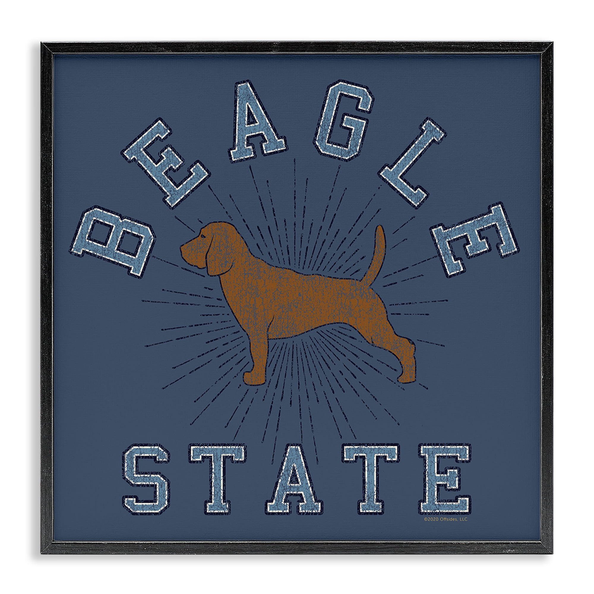 Stupell Industries Vintage Beagle State Novelty & Humor Painting Black Framed Art Print Wall Art, 17 x 17