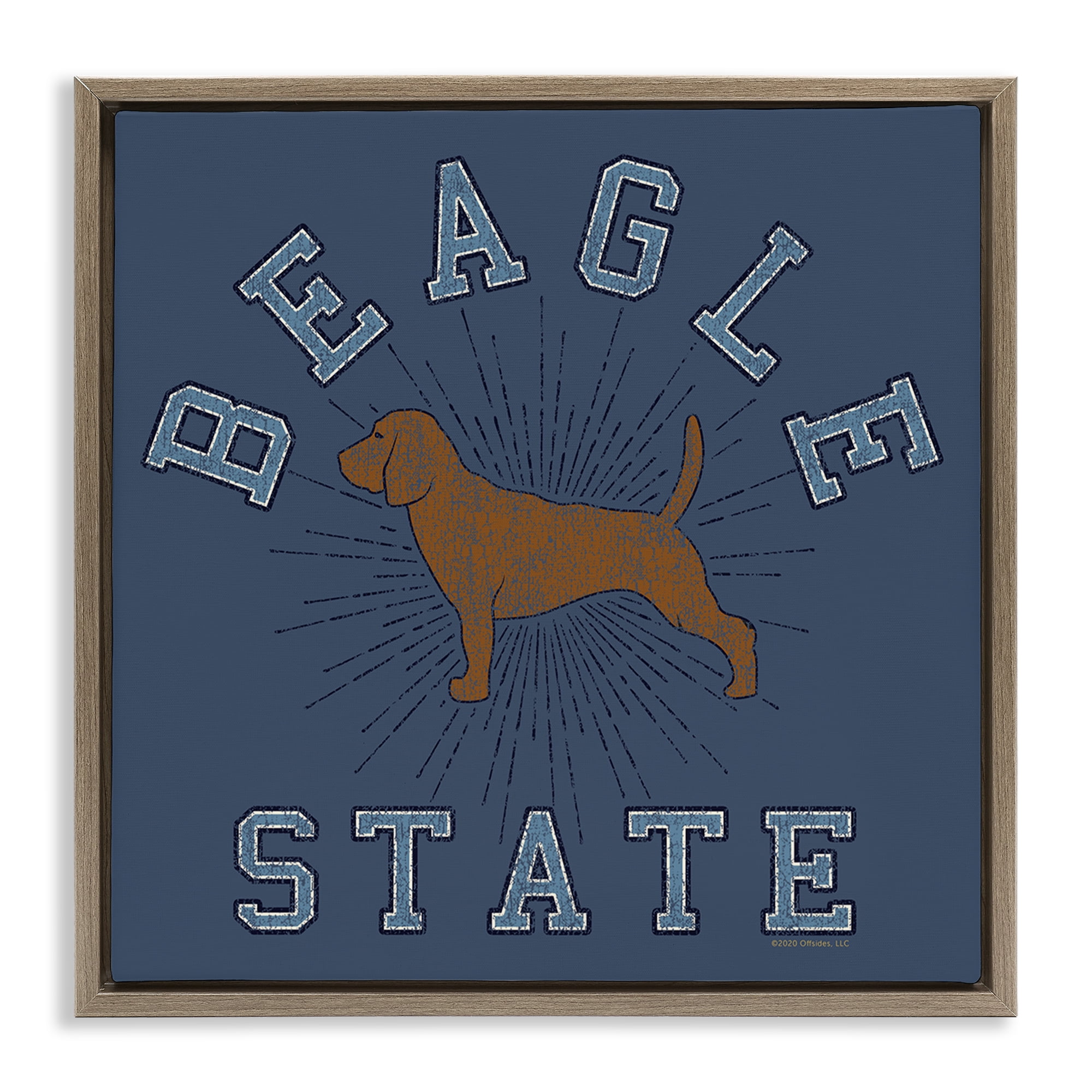 Stupell Industries Vintage Beagle State Novelty & Humor Painting Brown Floater Framed Canvas Art Print Wall Art, 25 x 25