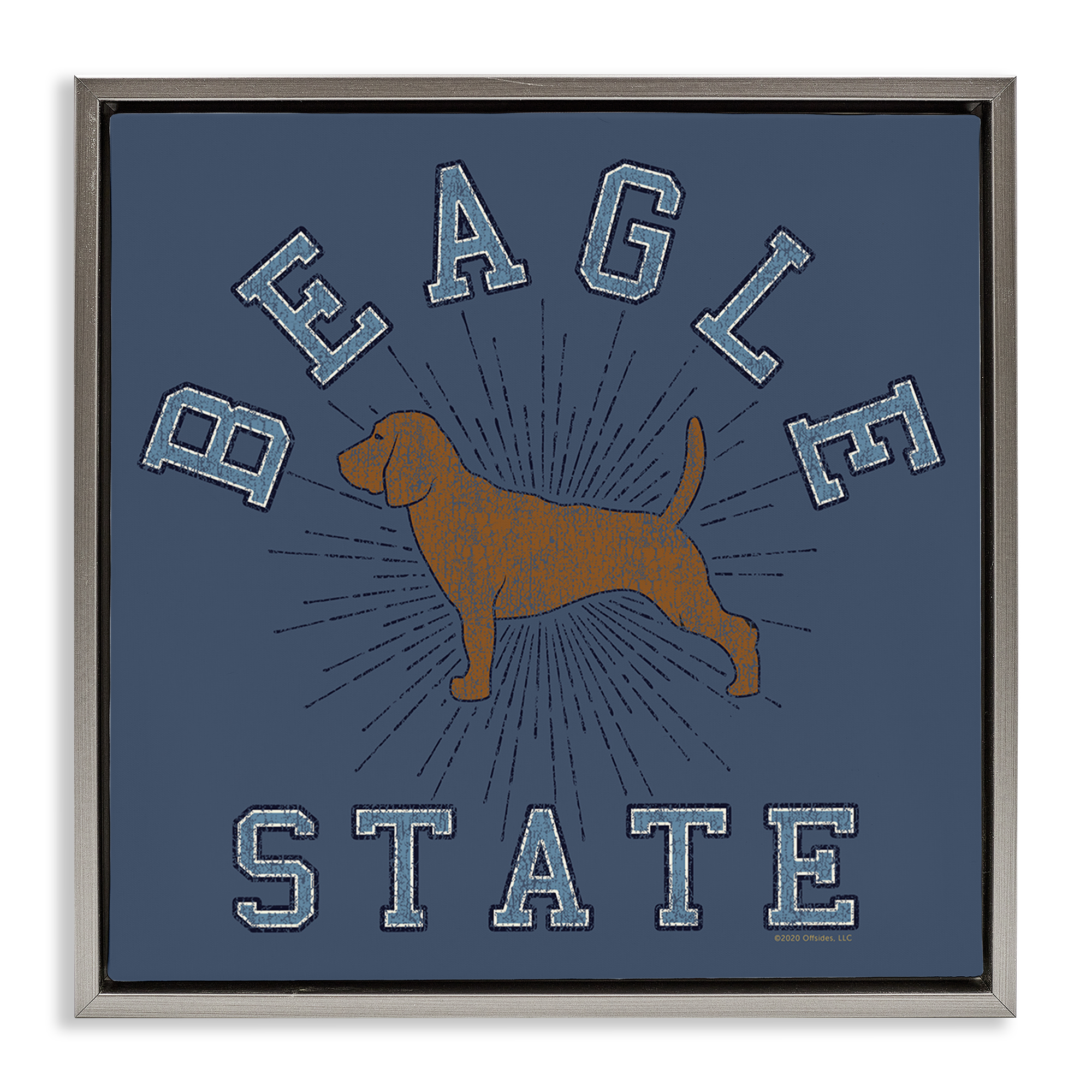 Stupell Industries Vintage Beagle State Novelty & Humor Painting Gray Floater Framed Canvas Art Print Wall Art, 18 x 18