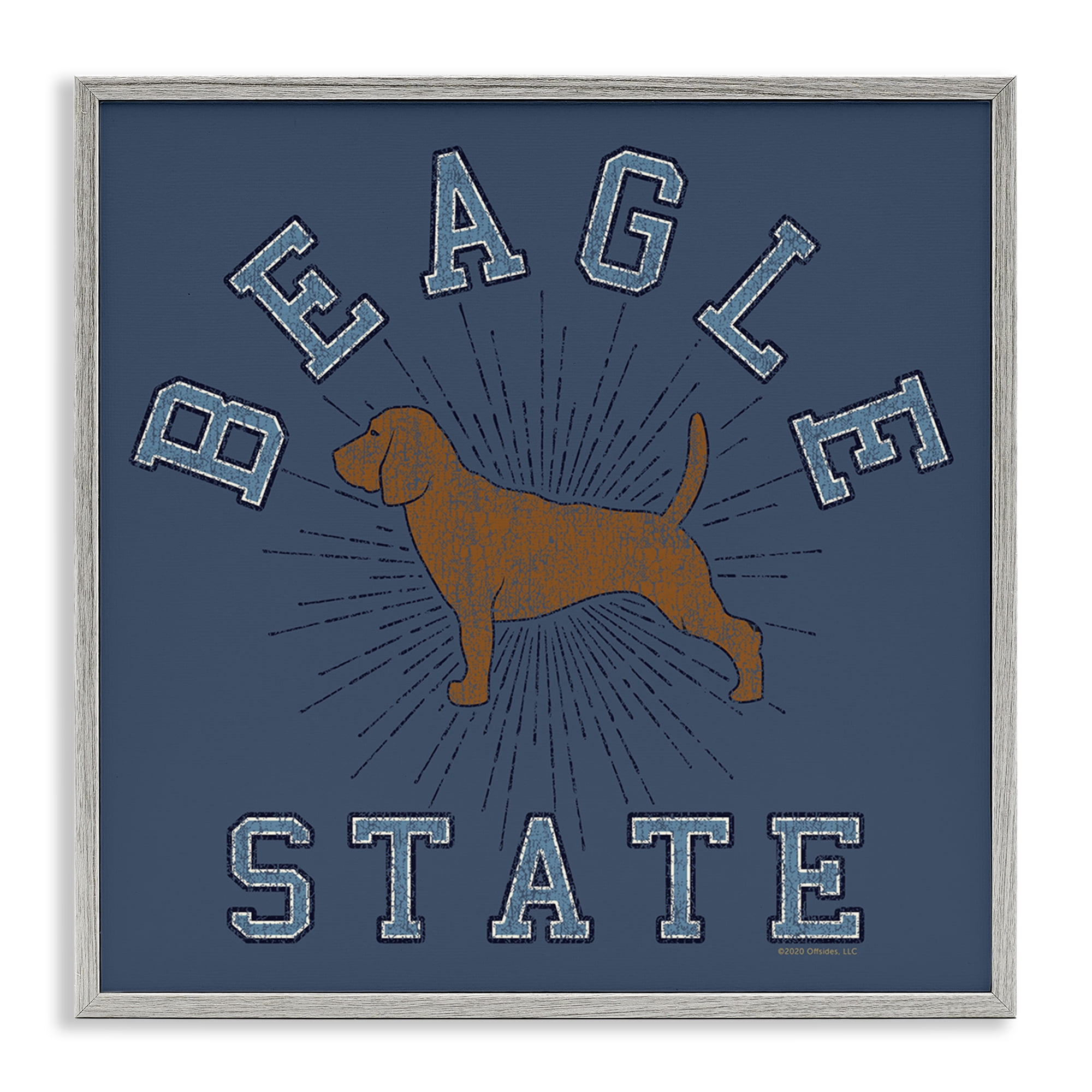 Stupell Industries Vintage Beagle State Novelty & Humor Painting Gray Framed Art Print Wall Art, 12 x 12