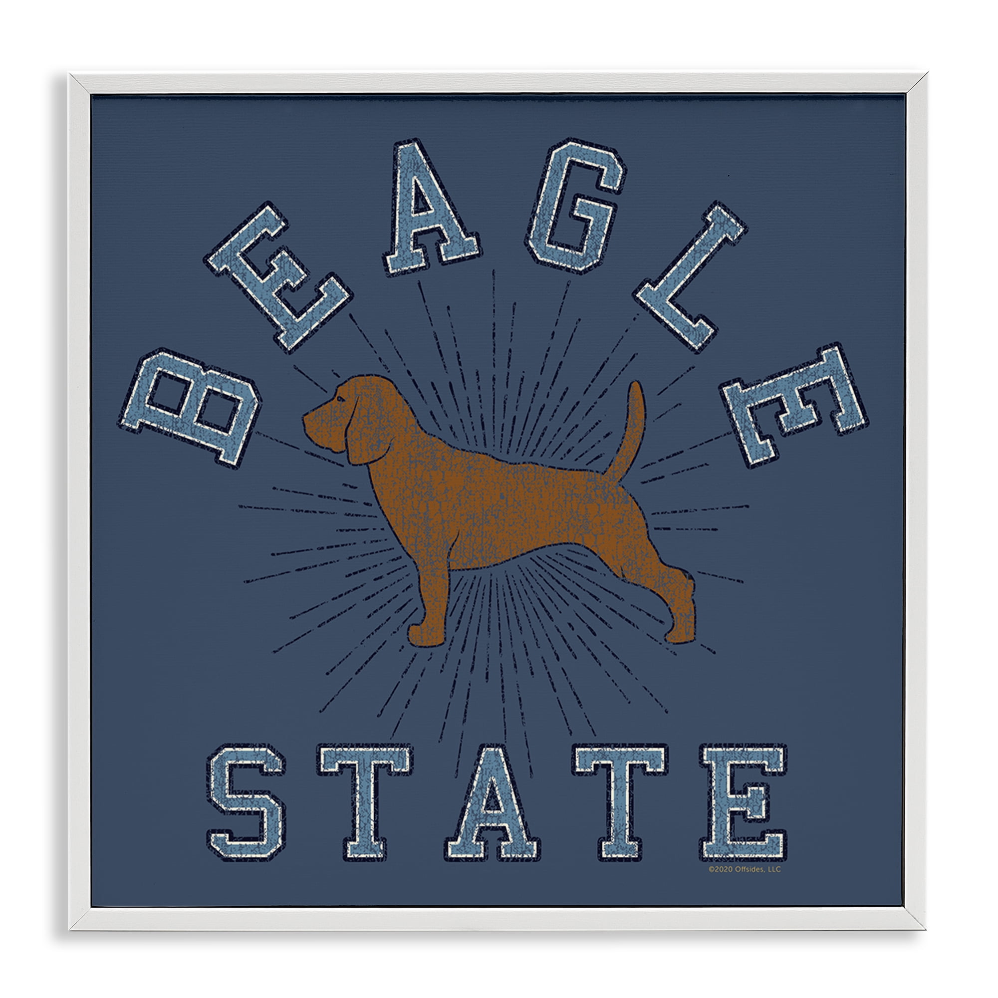 Stupell Industries Vintage Beagle State Novelty & Humor Painting White Framed Art Print Wall Art, 24 x 24