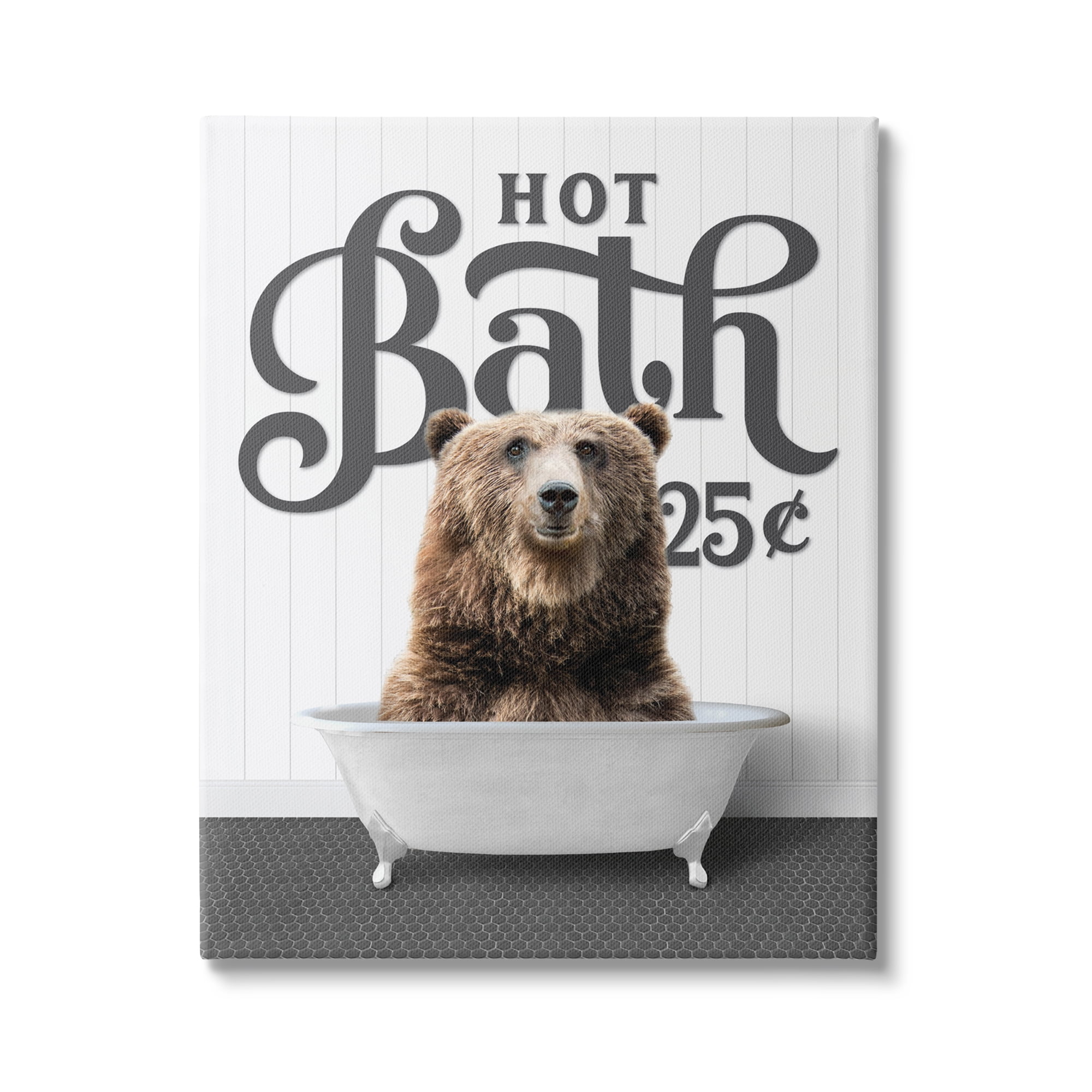 Stupell Industries Vintage Bear Bathtub Animals & Insects Painting Gallery Wrapped Canvas Print Wall Art, 16 x 20