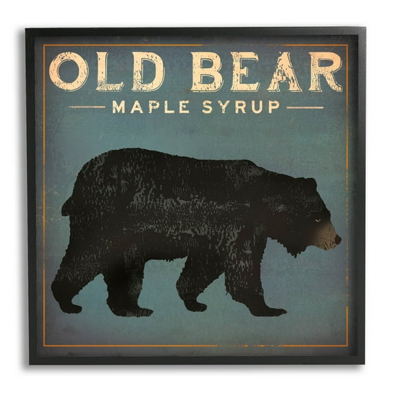 Stupell Industries Vintage Bear Maple Syrup Graphic Art Black Framed Art Print Wall Art, Design by Ryan Fowler