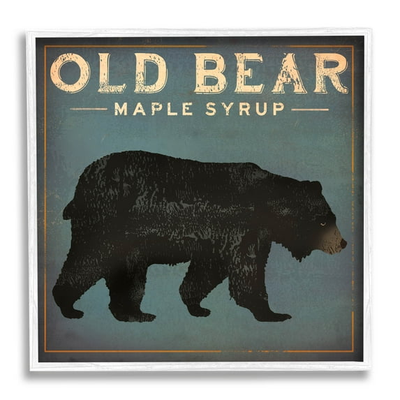 Stupell Industries Vintage Bear Maple Syrup Graphic Art White Framed Art Print Wall Art, Design by Ryan Fowler