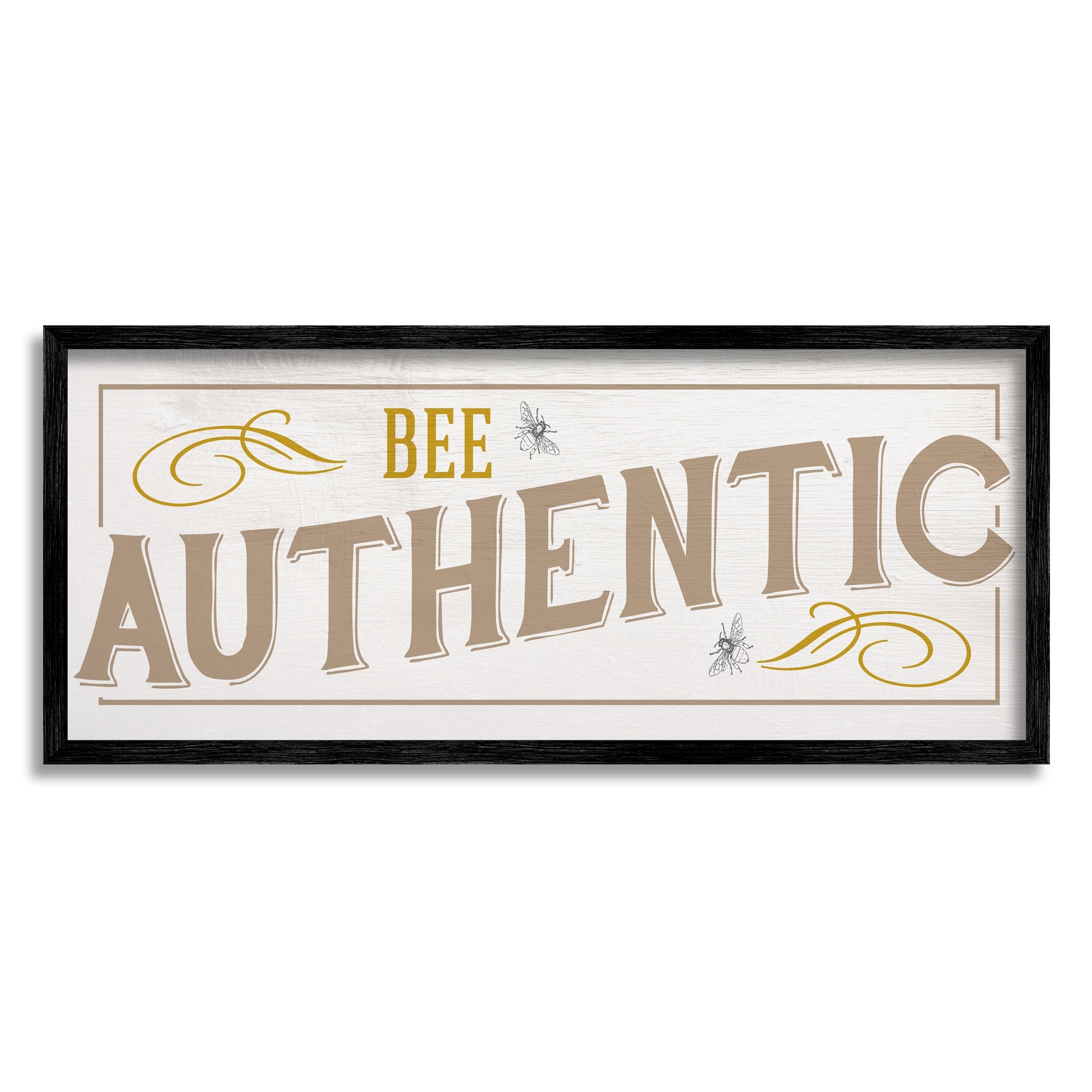 Stupell Industries Vintage Bee Authentic Sentiment Insect Pun Graphic Art Black Framed Art Print Wall Art, 24x10, by Daphne Polselli