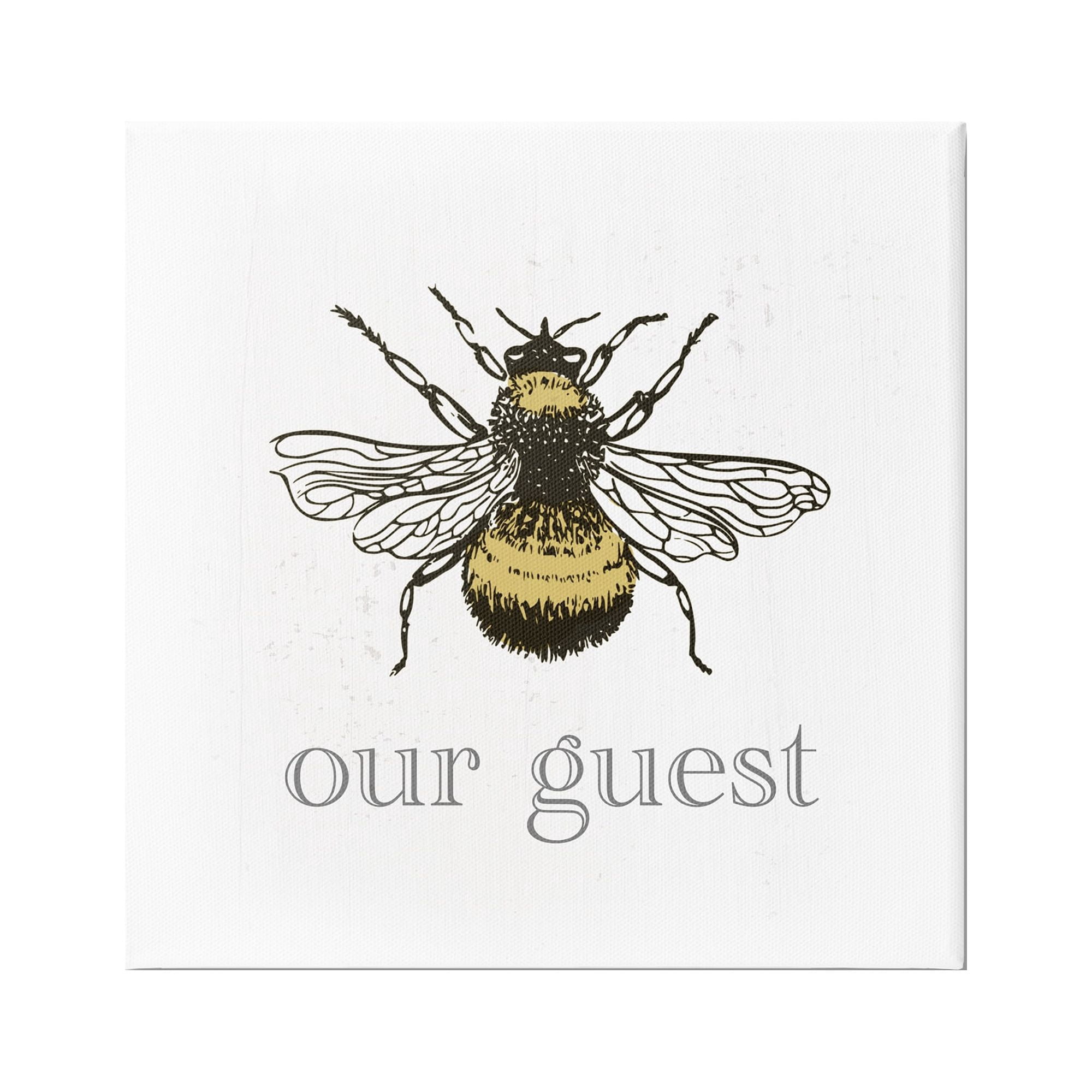 Stupell Industries Vintage Bee Our Guest Animals & Insects Painting Gallery Wrapped Canvas Print Wall Art, 17 x 17