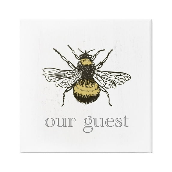 Stupell Industries Vintage Bee Our Guest Animals & Insects Painting Gallery Wrapped Canvas Print Wall Art, 24 x 24