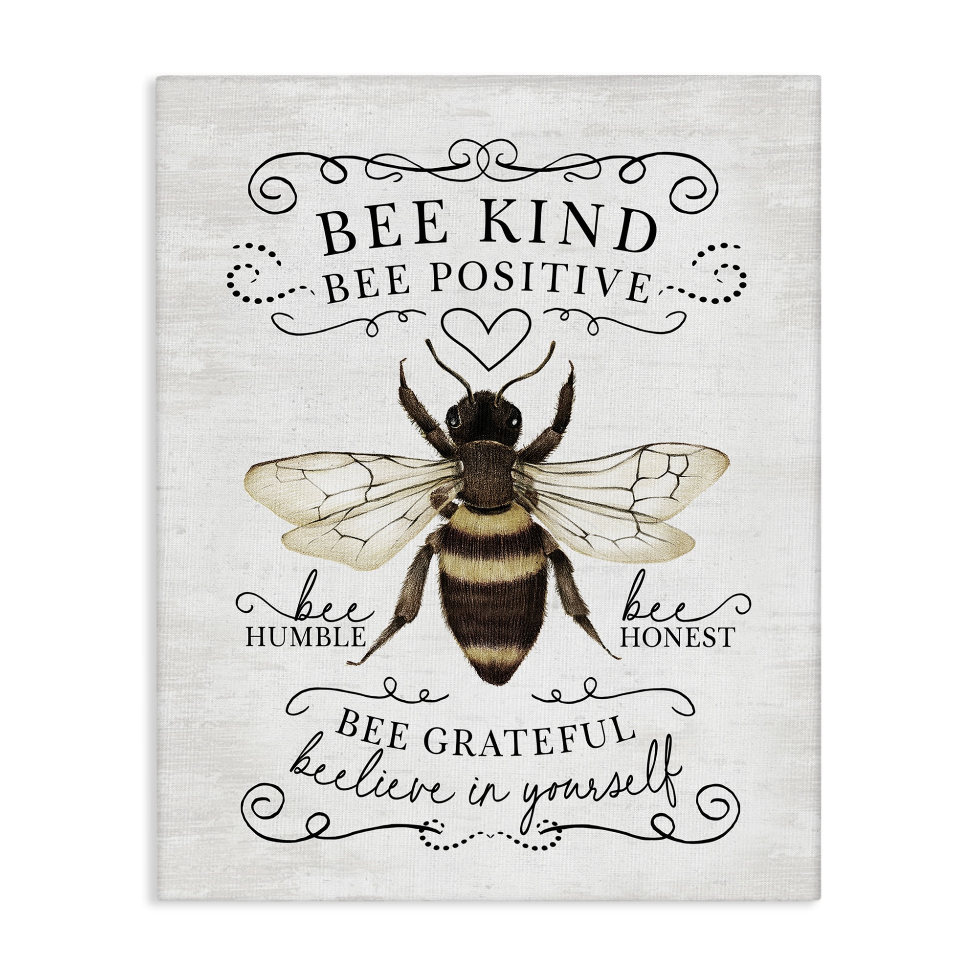 Stupell Industries Vintage Bee Phrases Animals & Insects Painting Gallery Wrapped Canvas Art Print Wall Art, 30 x 40