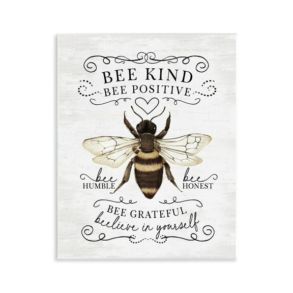 Stupell Industries Vintage Bee Phrases Animals & Insects Painting Unframed Art Print Wall Art, 11 x 14
