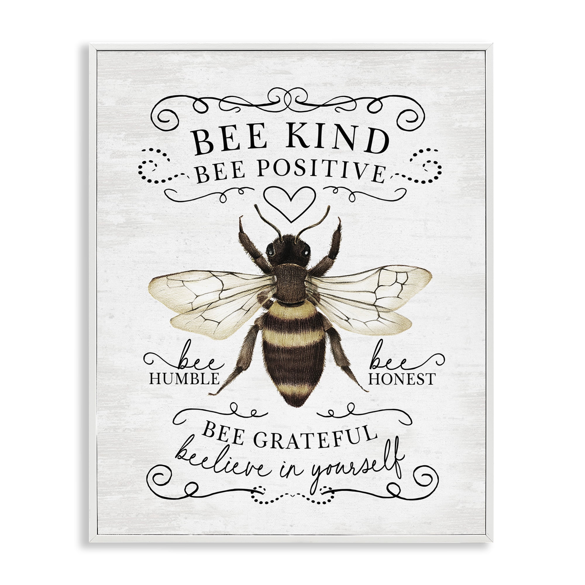 Stupell Industries Vintage Bee Phrases Animals & Insects Painting White Framed Art Print Wall Art, 11 x 14