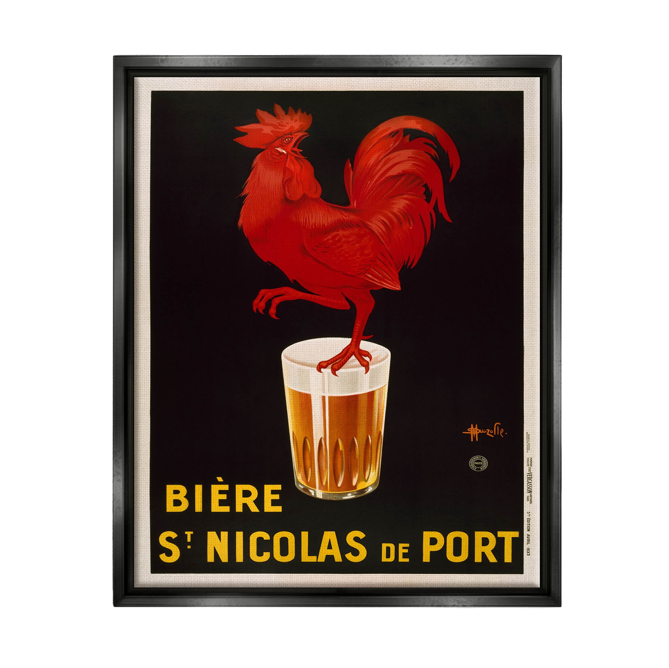Stupell Industries Vintage Beer Brewery Ad Graphic Art Jet Black Floating Framed Canvas Print Wall Art, Design by Marcus Jules