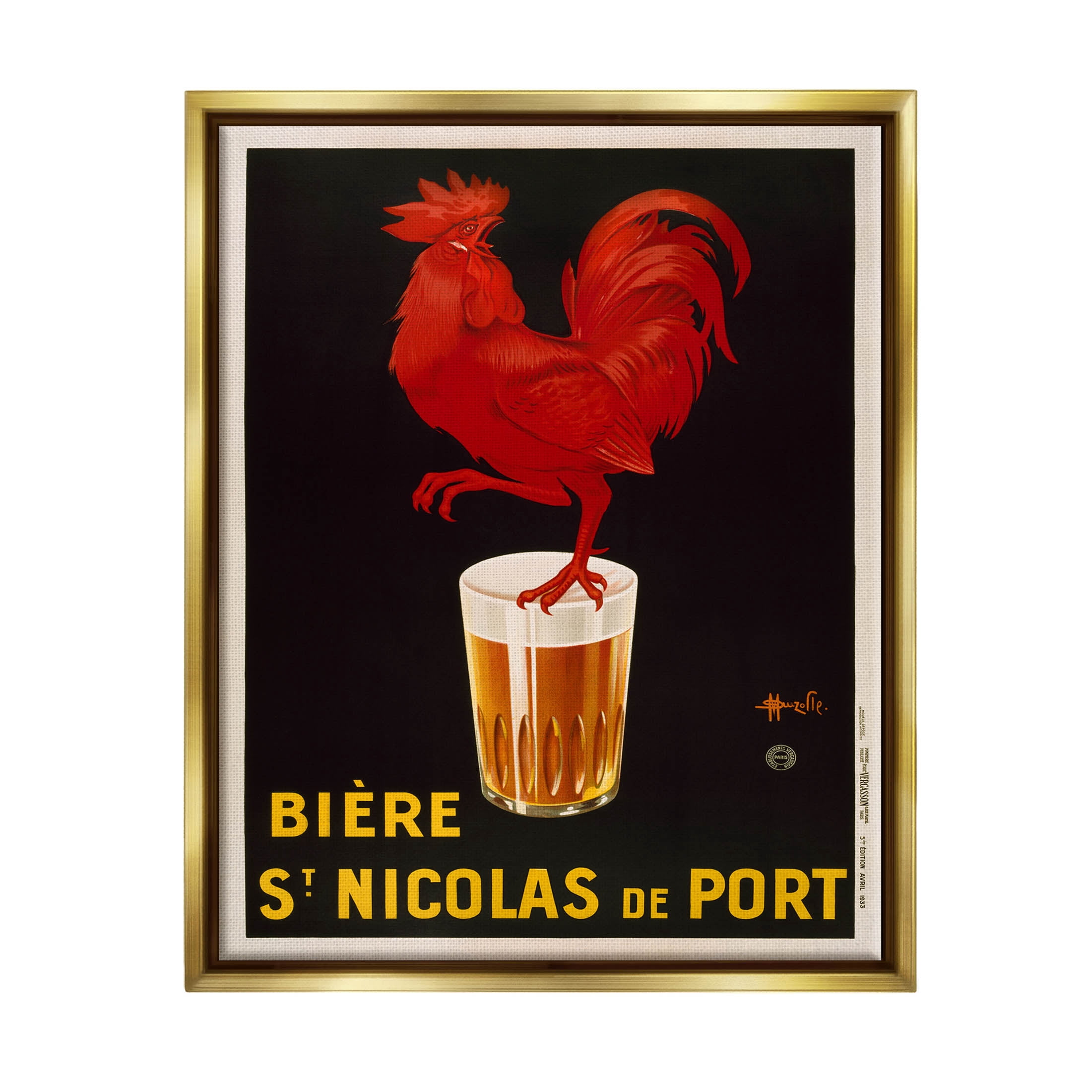 Stupell Industries Vintage Beer Brewery Ad Graphic Art Metallic Gold Floating Framed Canvas Print Wall Art, Design by Marcus Jules
