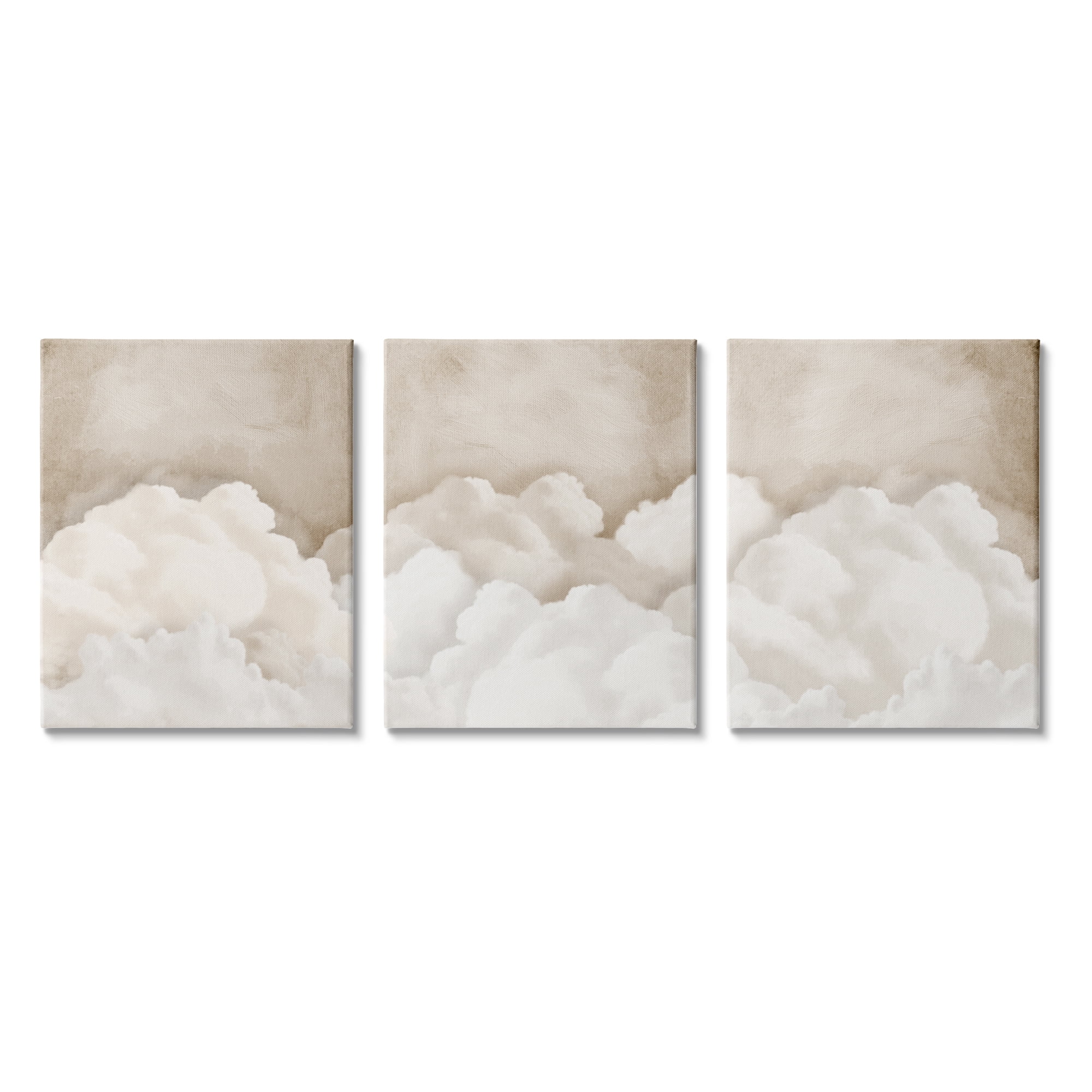 Stupell Industries Vintage Beige Clouds Nature Painting Gallery Wrapped Canvas Print Wall Art, 11 x 14, Set of 3