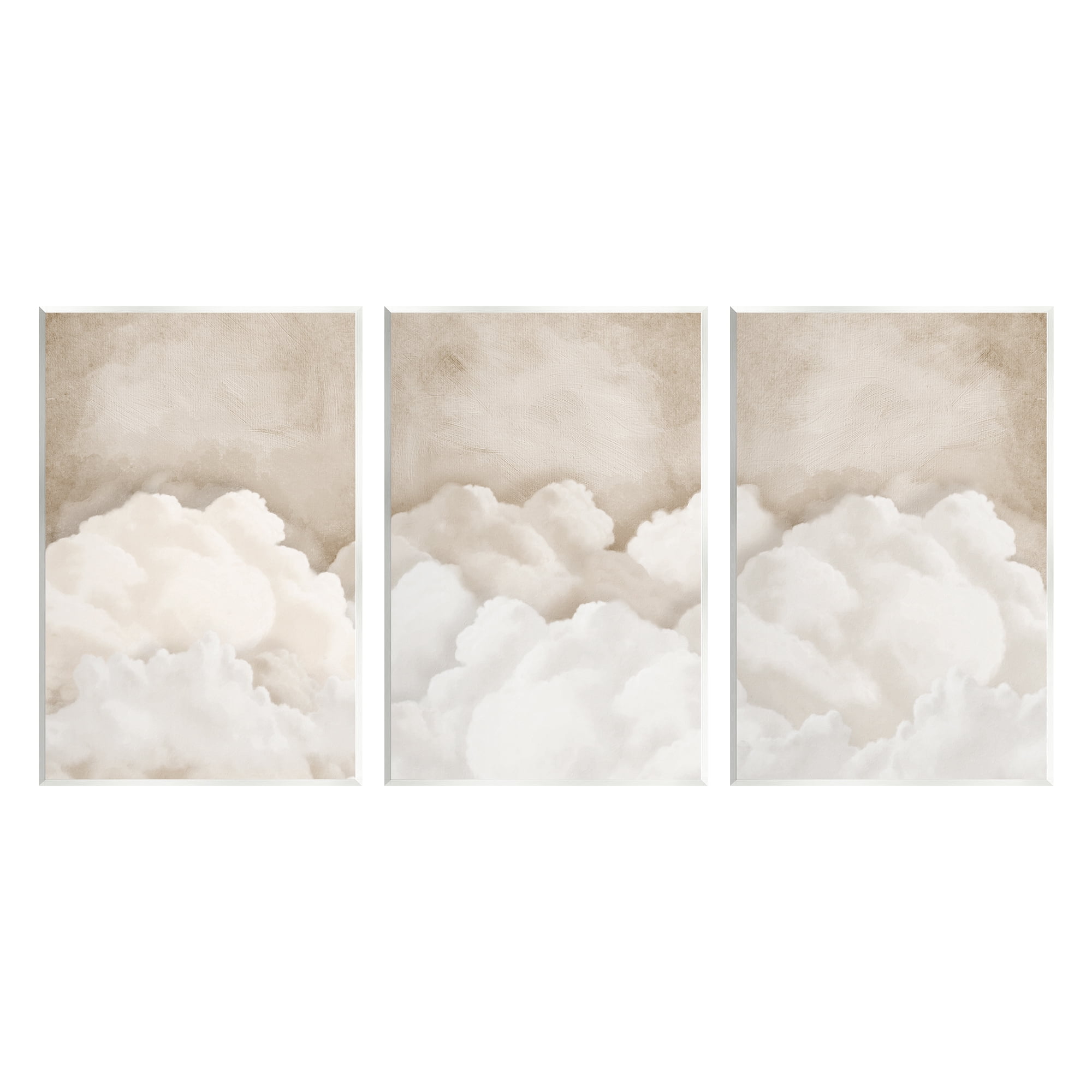 Stupell Industries Vintage Beige Clouds Nature Painting Unframed Art Print Wall Art, 13 x 19, Set of 3