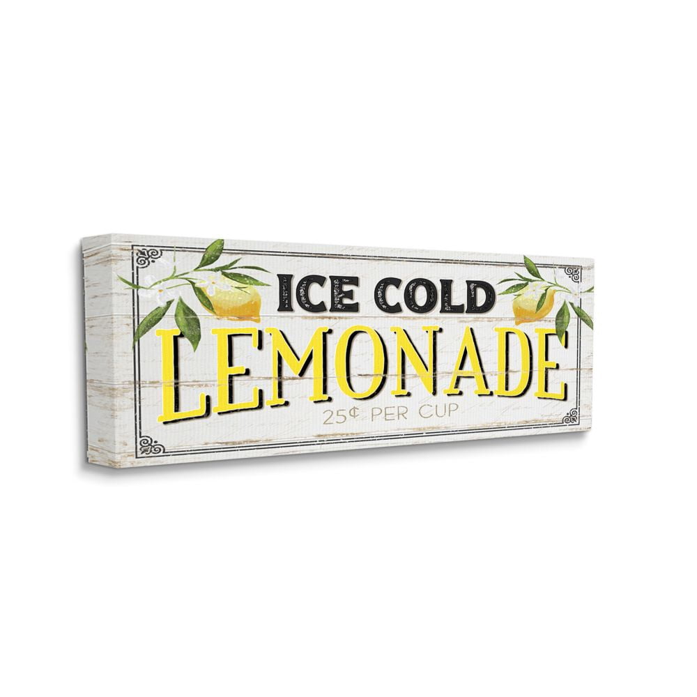 Stupell Industries Vintage Beverage Stand Sign Ice Cold Lemonade Phrase Canvas Wall Art Design by Jennifer Pugh, 20" x 48"
