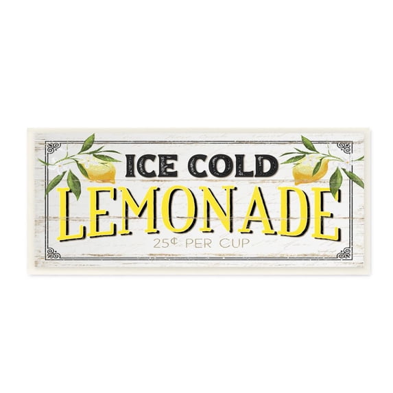 Stupell Industries Vintage Beverage Stand Sign Ice Cold Lemonade Phrase Wall Plaque Design by Jennifer Pugh