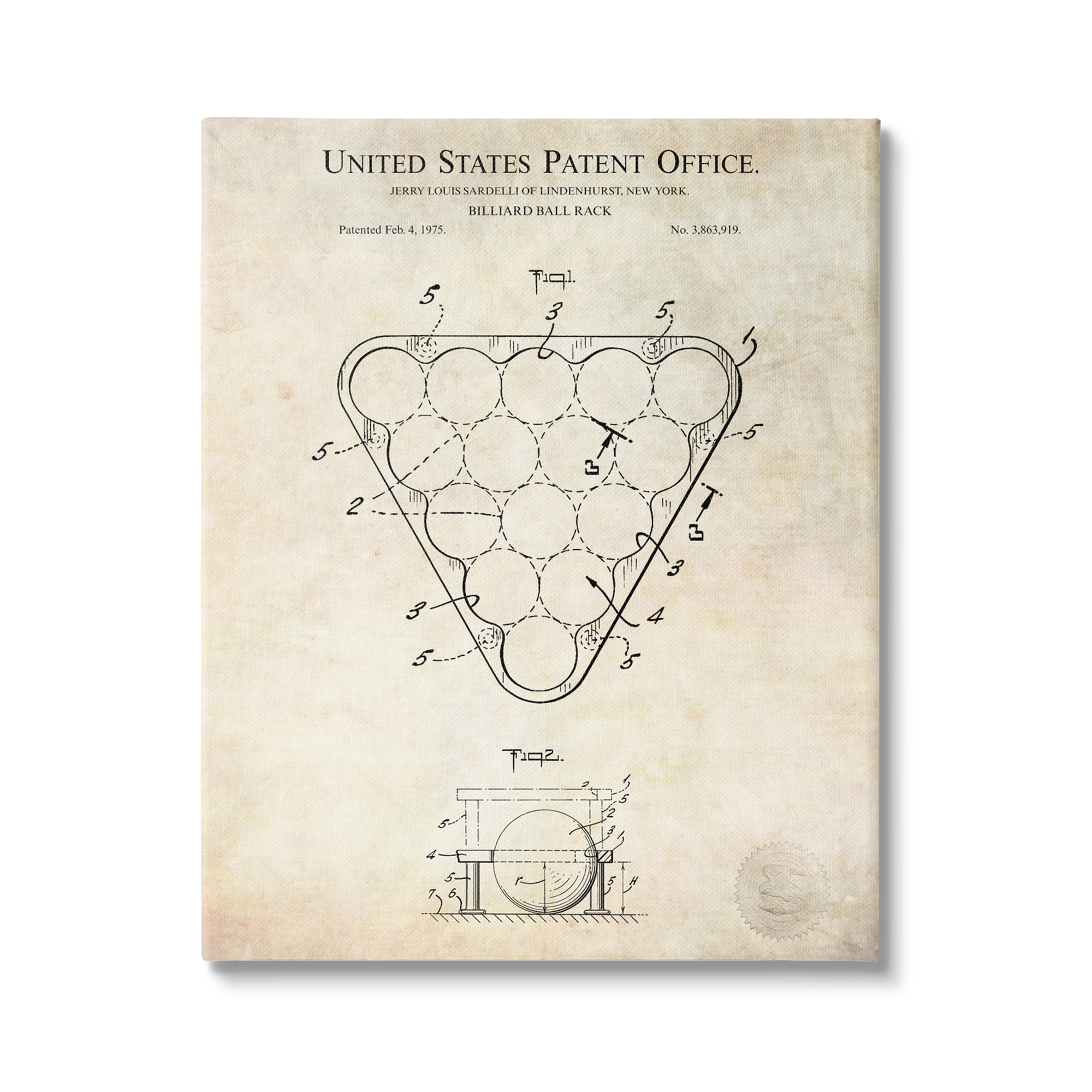 Stupell Industries Vintage Billiards Pool Game Diagram Blueprint Design Canvas Wall Art, 36 x 48, Design by Karl Hronek