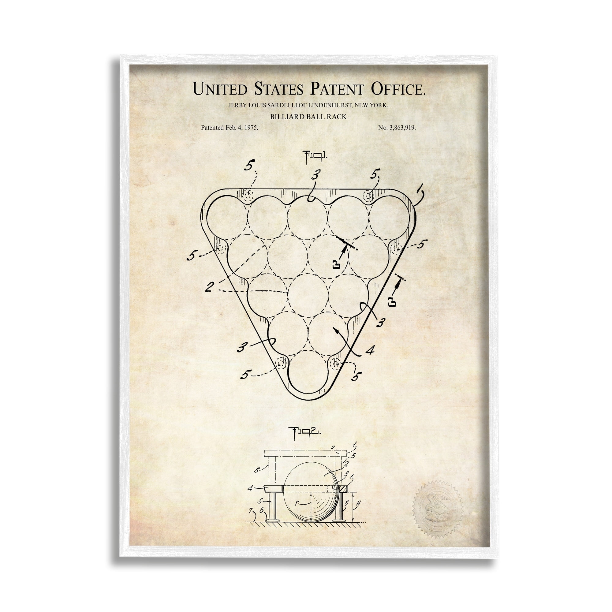 Stupell Industries Vintage Billiards Pool Game Diagram Blueprint Design Framed Wall Art, 11 x 14, Design by Karl Hronek
