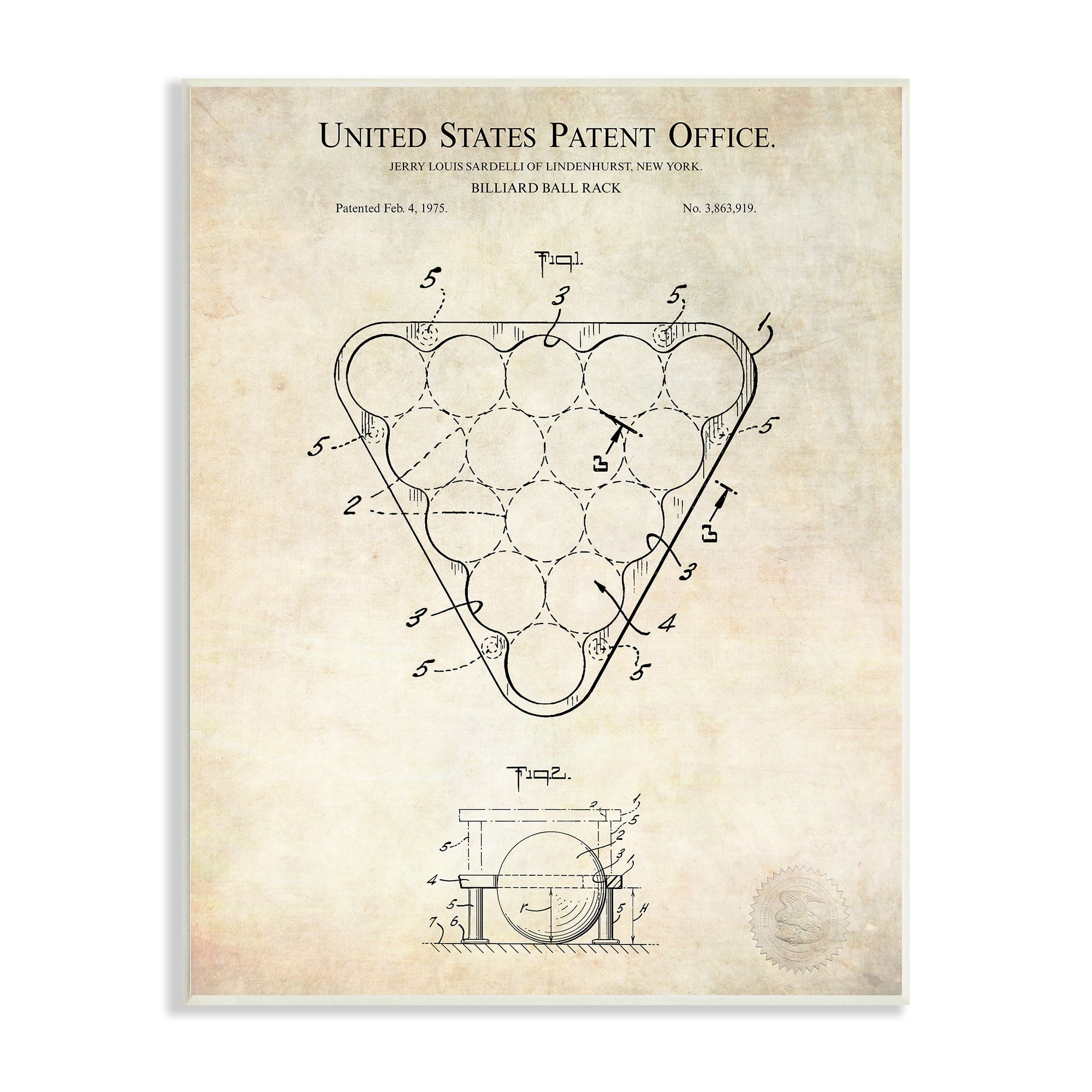 Stupell Industries Vintage Billiards Pool Game Diagram Blueprint Design Wood Wall Art, 13 x 19, Design by Karl Hronek