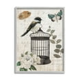 thumbnail image 1 of Stupell Industries Vintage Bird Cage Butterfly Floral Script Words Graphic Art Gray Framed Art Print Wall Art, Design by Nan, 1 of 7