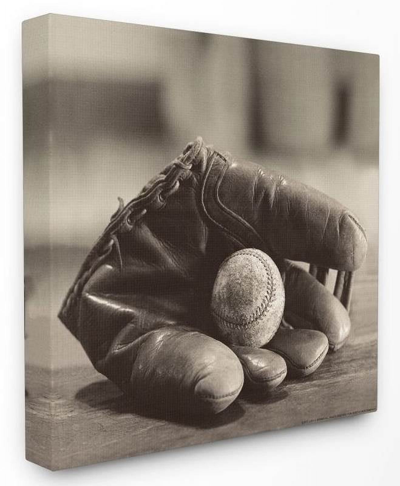 Stupell Industries Vintage Black And White Baseball Mitt Canvas Wall Art by Jadei Graphics