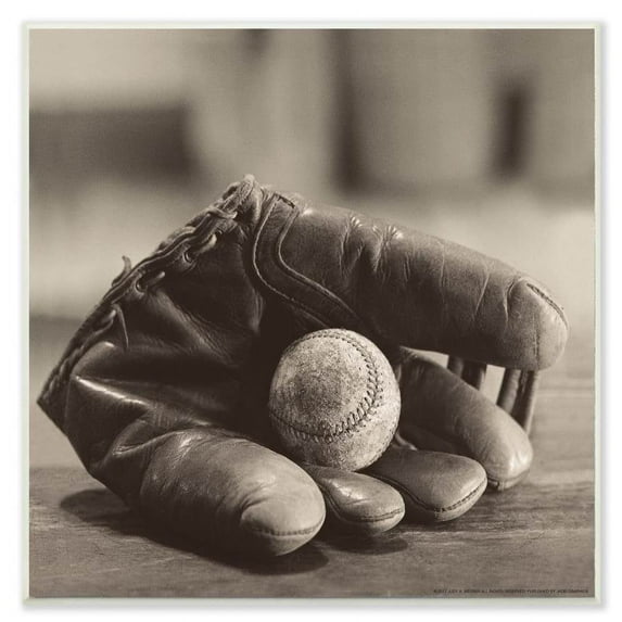 Stupell Industries Vintage Black And White Baseball Mitt Wall Plaque by Jadei Graphics