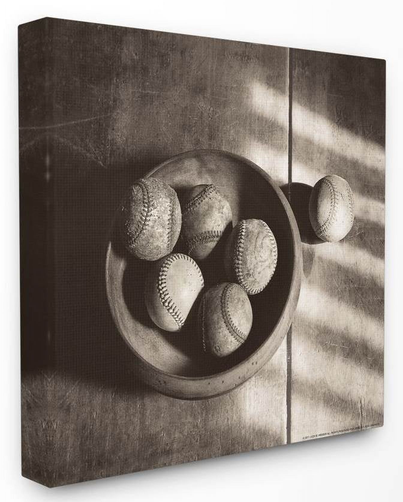 Stupell Industries Vintage Black And White Baseballs In Bowl Canvas Wall Art by Jadei Graphics