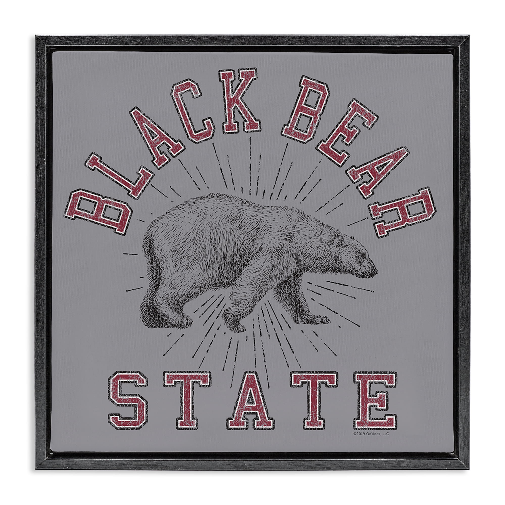 Stupell Industries Vintage Black Bear State Novelty & Humor Painting Black Floater Framed Canvas Art Print Wall Art, 25 x 25