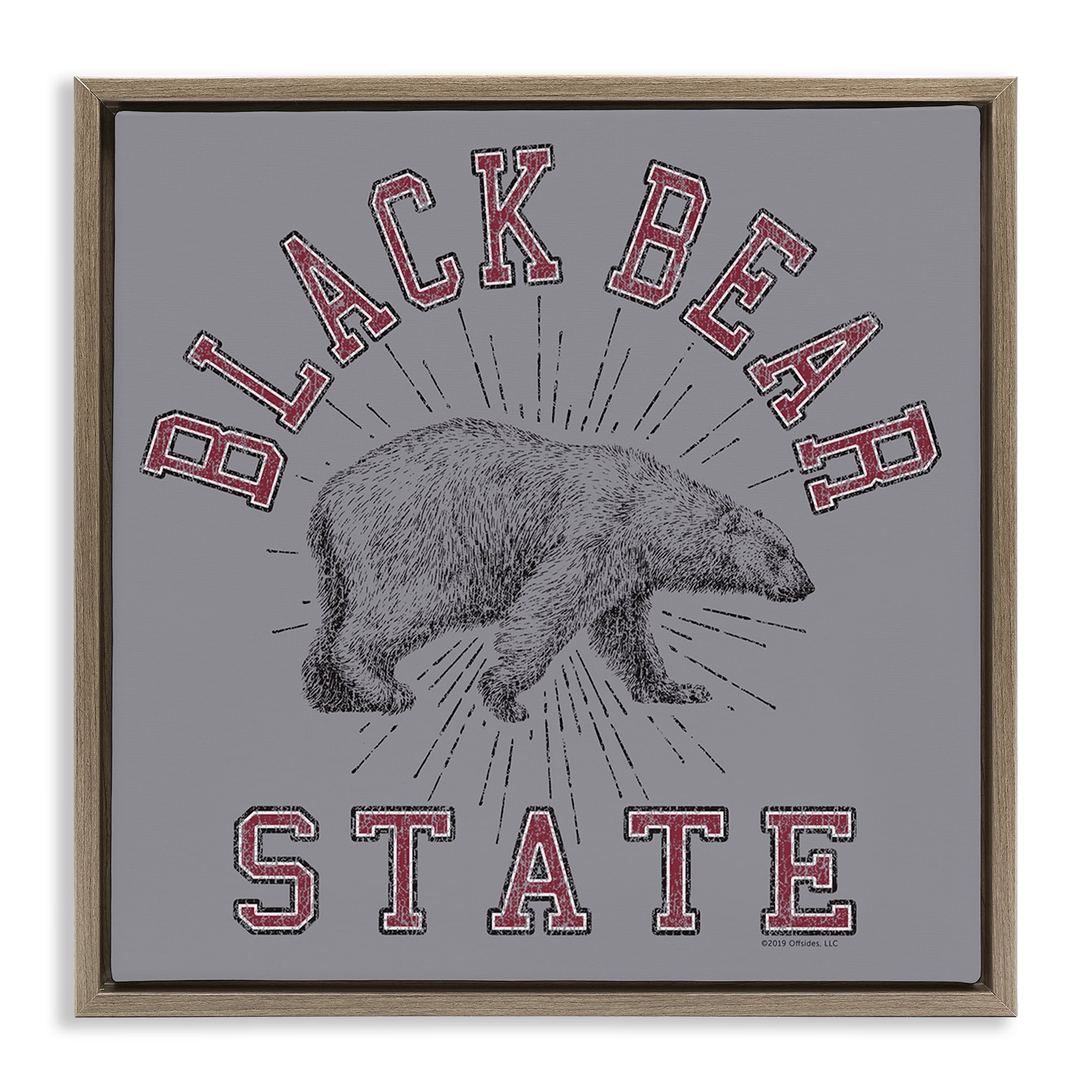 Stupell Industries Vintage Black Bear State Novelty & Humor Painting Brown Floater Framed Canvas Art Print Wall Art, 18 x 18