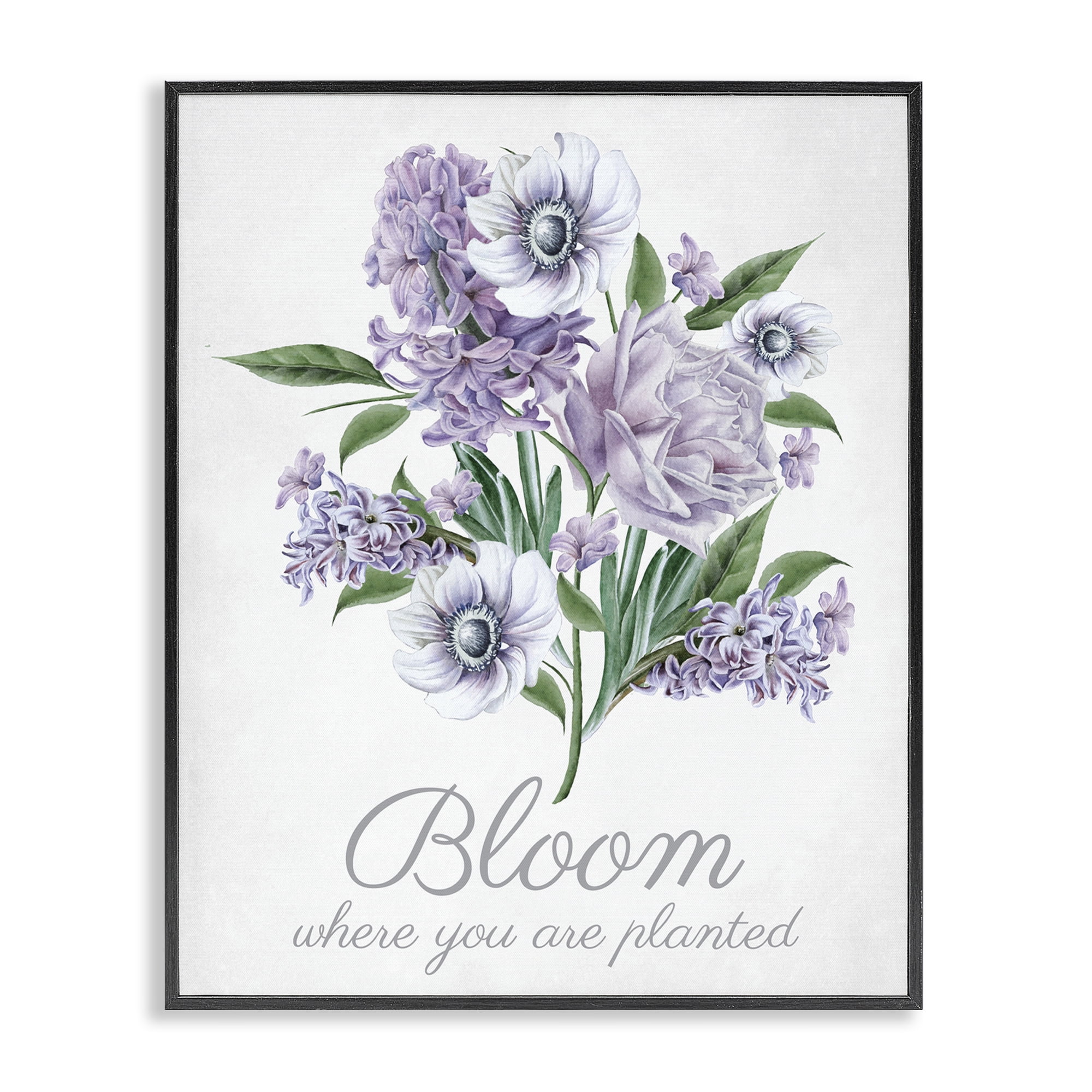 Stupell Industries Vintage Bloom Phrase Botanical & Floral Painting Black Framed Art Print Wall Art, 11 x 14