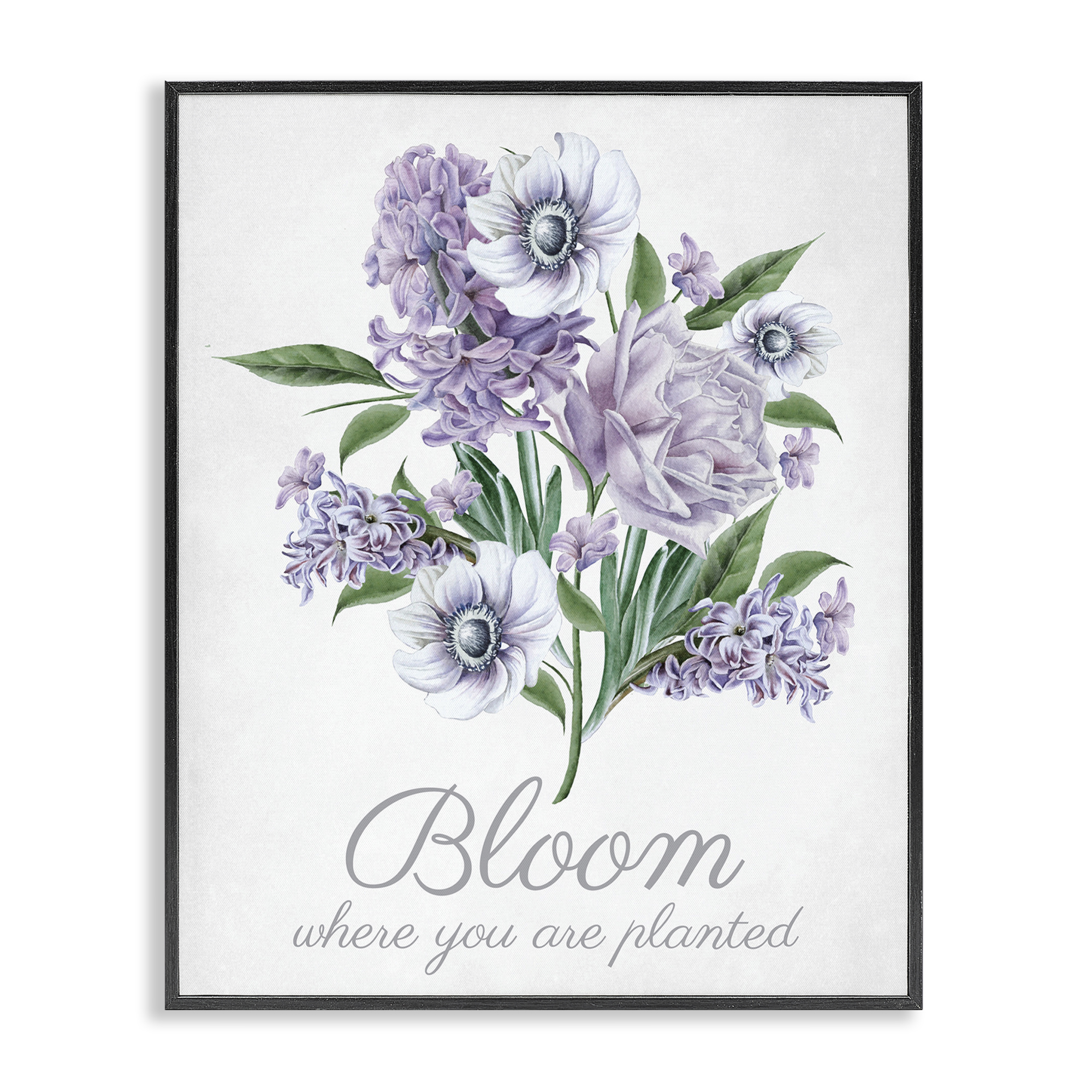 Stupell Industries Vintage Bloom Phrase Botanical & Floral Painting Black Framed Art Print Wall Art, 24 x 30