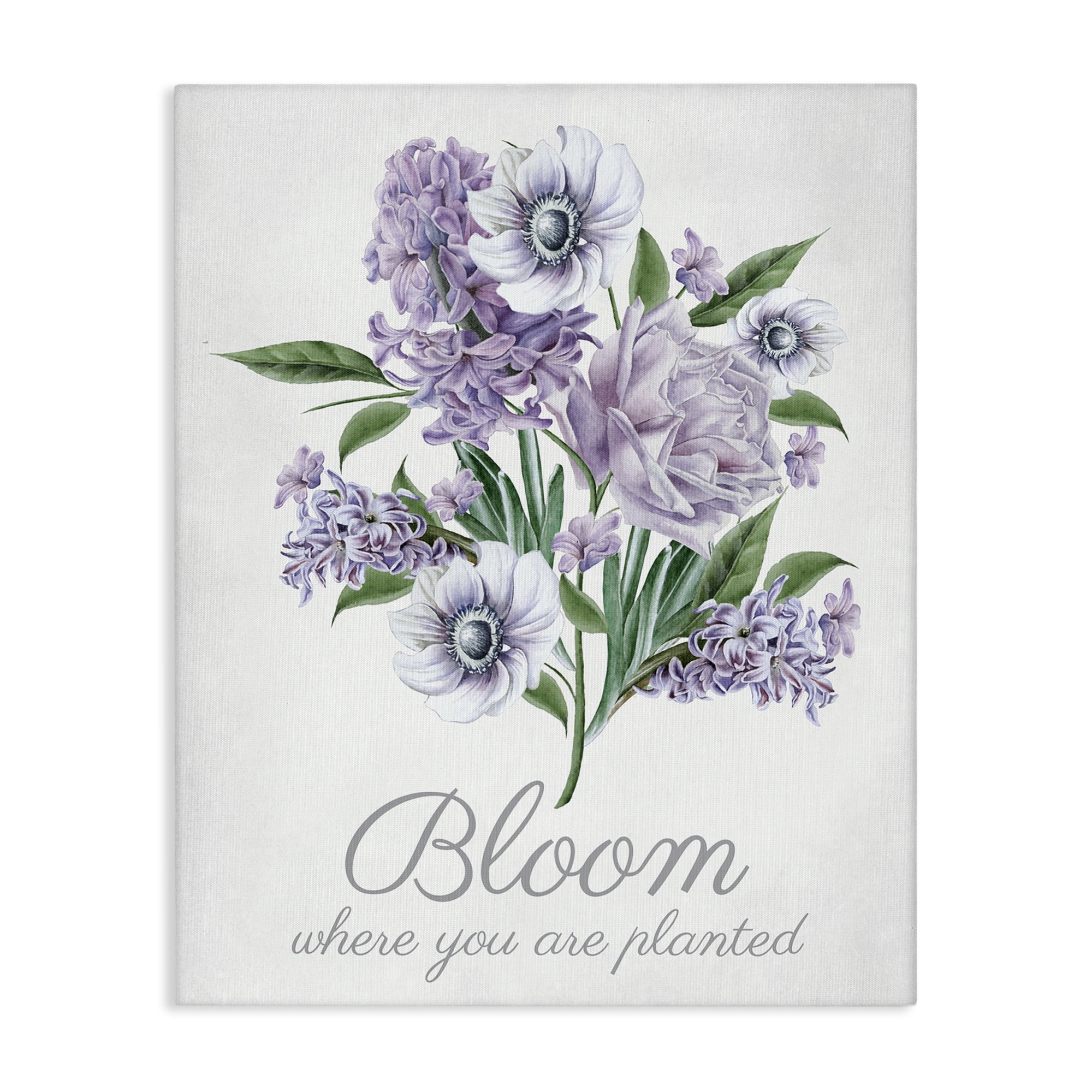 Stupell Industries Vintage Bloom Phrase Botanical & Floral Painting Gallery Wrapped Canvas Art Print Wall Art, 36 x 48