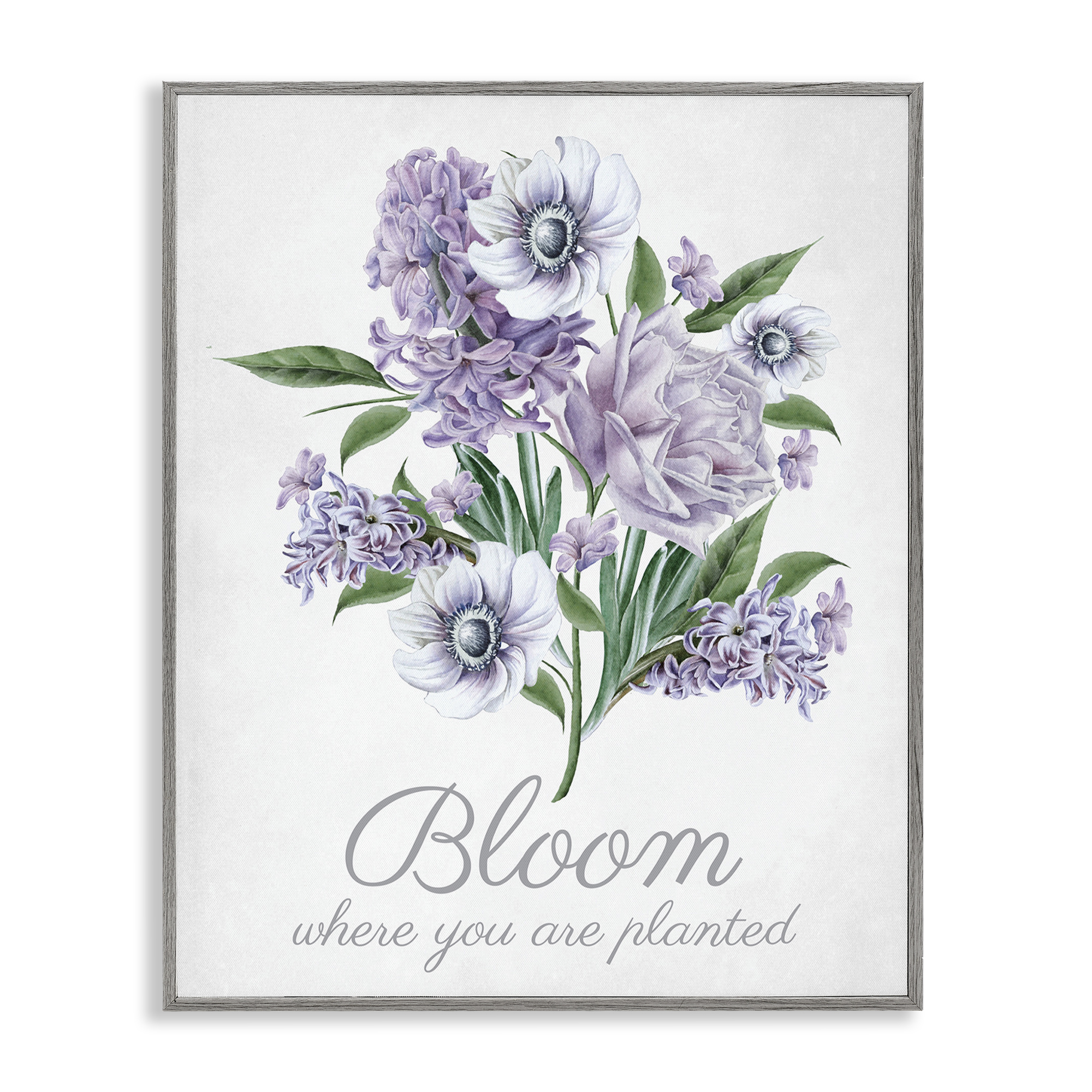 Stupell Industries Vintage Bloom Phrase Botanical & Floral Painting Gray Framed Art Print Wall Art, 24 x 30