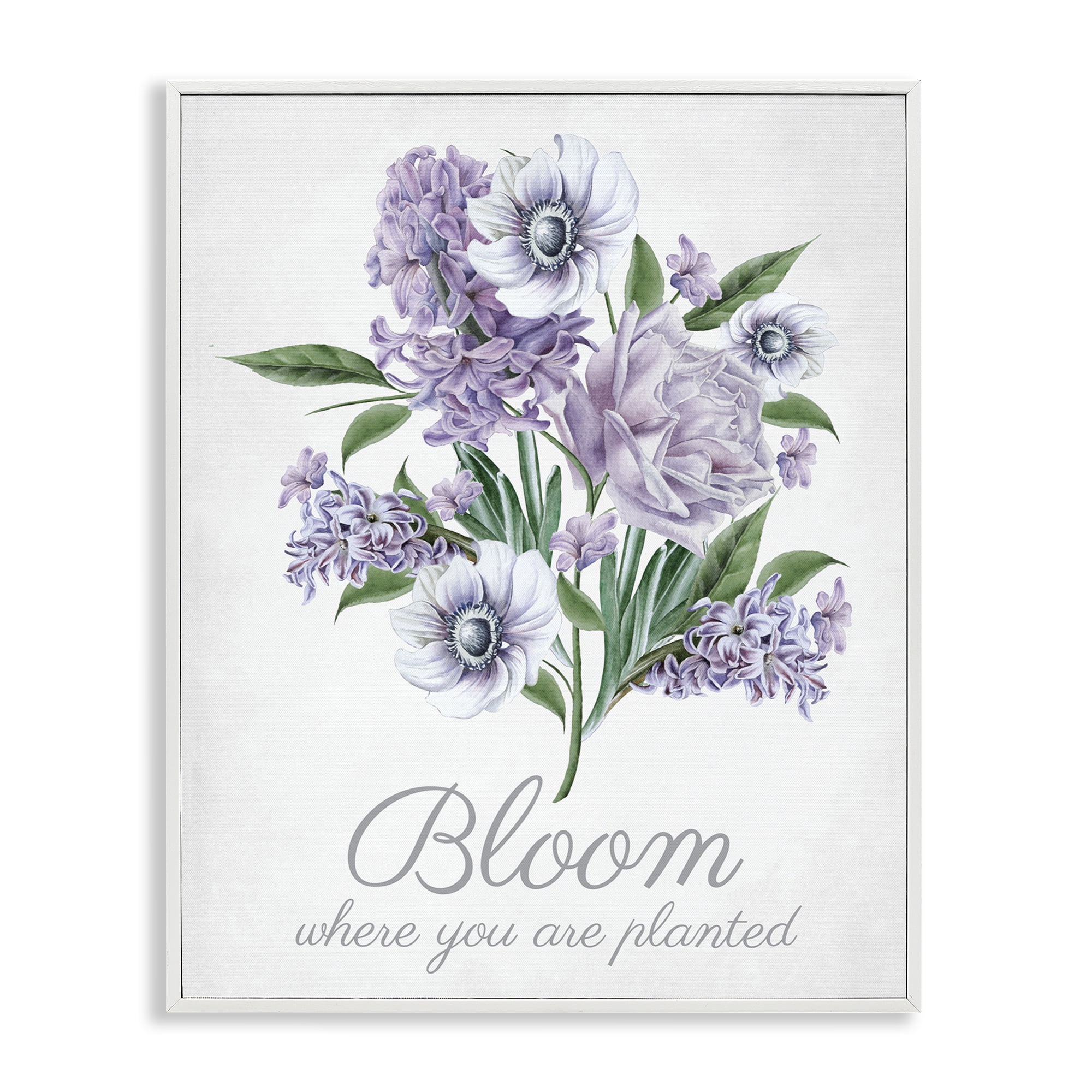 Stupell Industries Vintage Bloom Phrase Botanical & Floral Painting White Framed Art Print Wall Art, 11 x 14