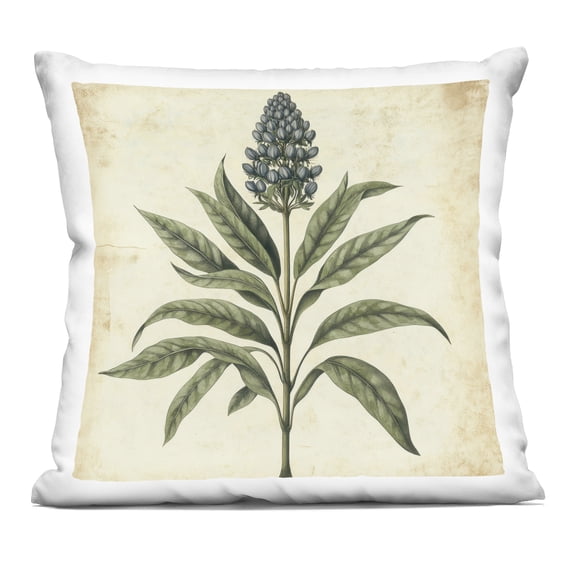 Stupell Industries Vintage Blue Botanical Illustration Decorative Printed Throw Pillow, design by Petal Prints Design