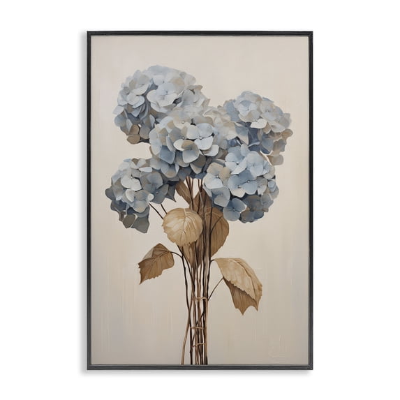 Stupell Industries Traditional Vintage Blue Hydrangea Black Framed Giclee Art, 12 x 18, by Petals Prints Design