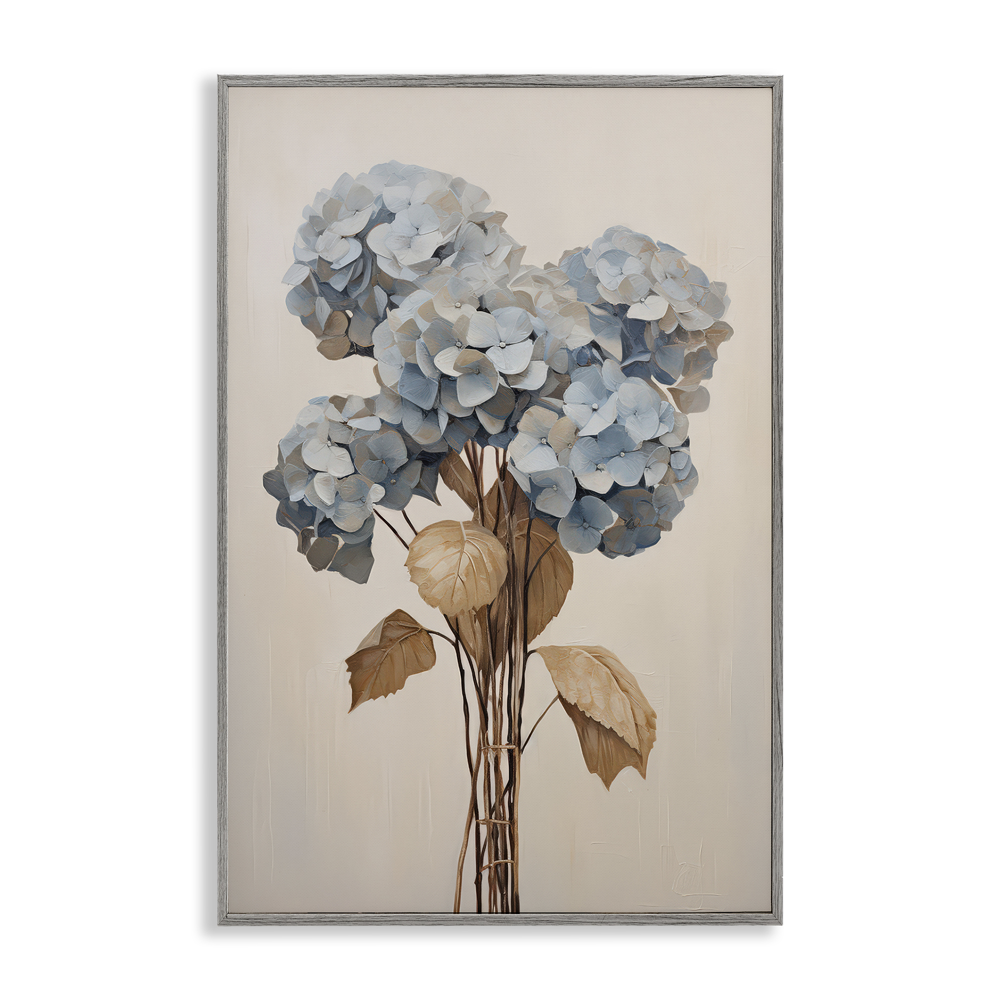 Stupell Industries Vintage Blue Hydrangea Plants & Flowers Painting Gray Framed Art Print Wall Art, 12 x 18