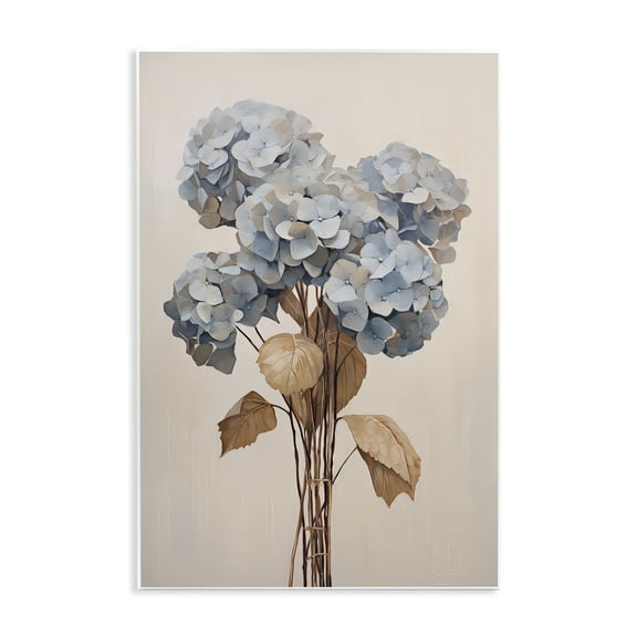 Stupell Industries Vintage Blue Hydrangea Plants & Flowers Painting Unframed Art Print Wall Art, 13 x 19