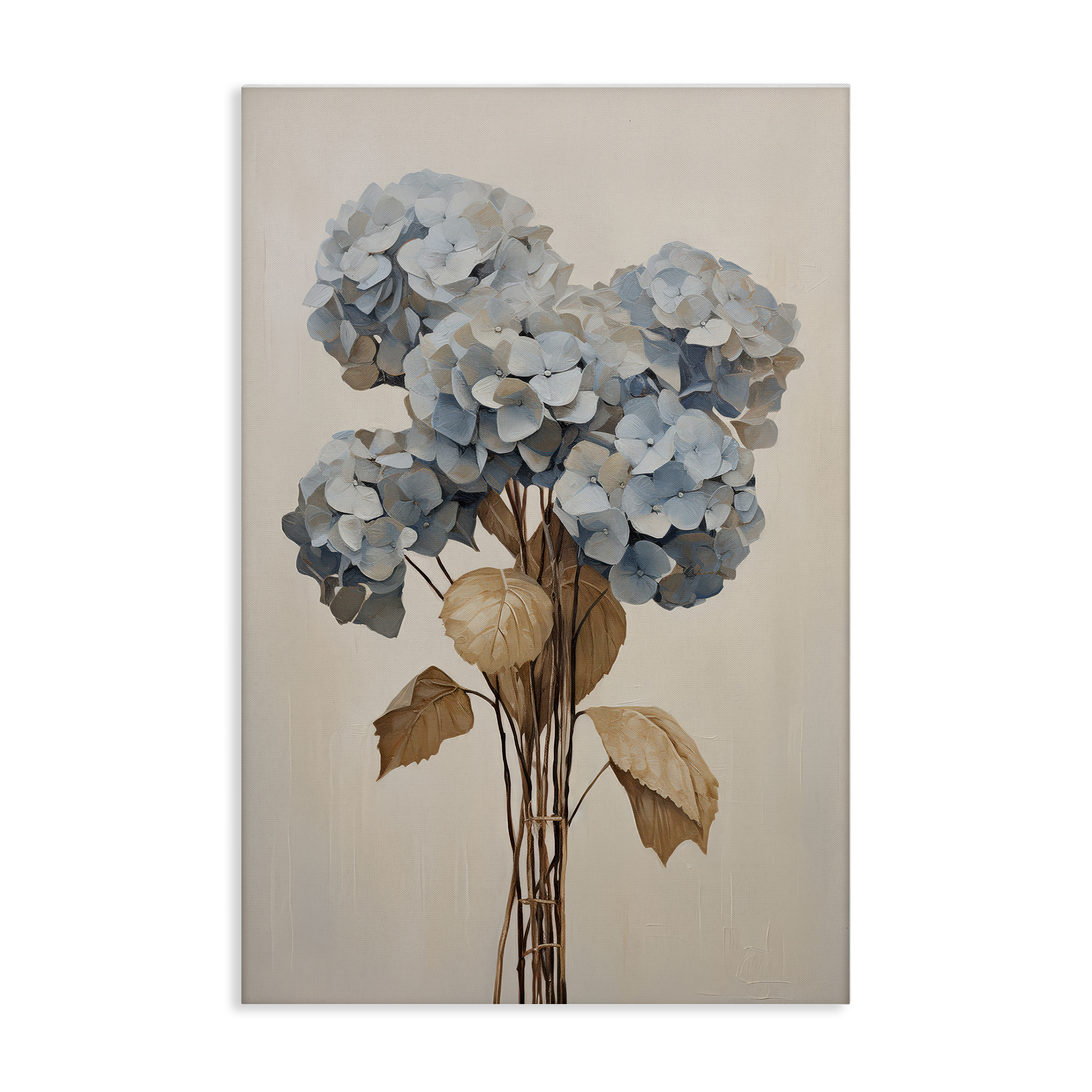 Stupell Industries Vintage Blue Hydrangea Plants & Flowers Painting Wrapped Canvas Art Print Wall Art, 20 x 30
