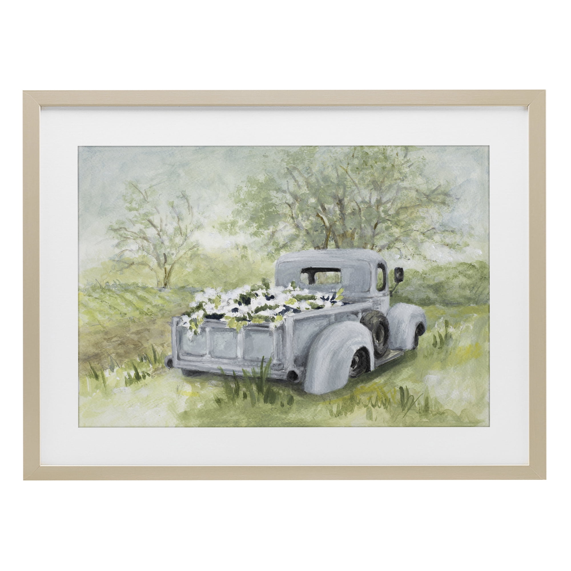 Stupell Industries Vintage Blue Truck Flower Sale Birch Framed Print Under Glass, design by Lanie Loreth
