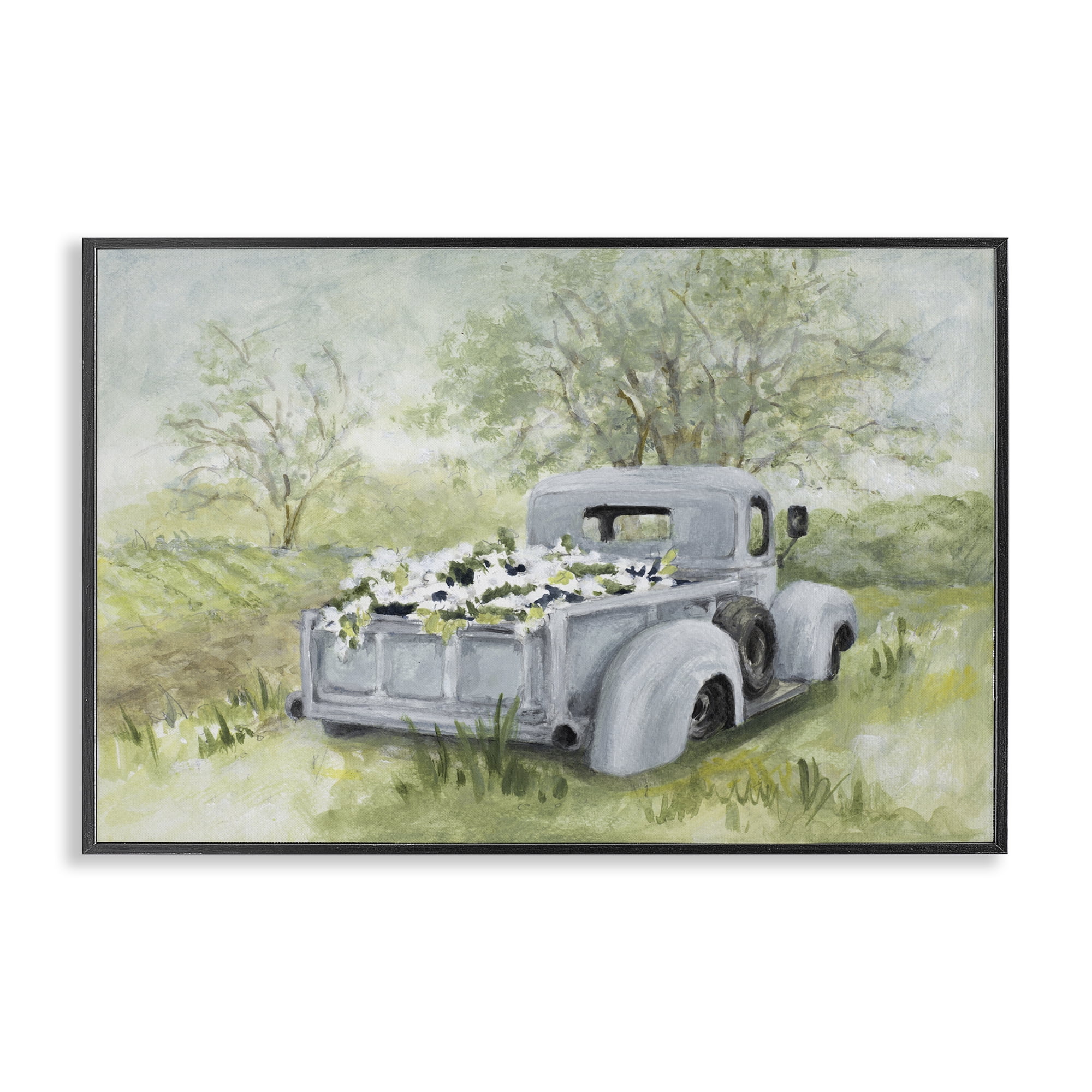 Stupell Industries Vintage Blue Truck Flower Sale Black Framed Giclee Art, design by Lanie Loreth
