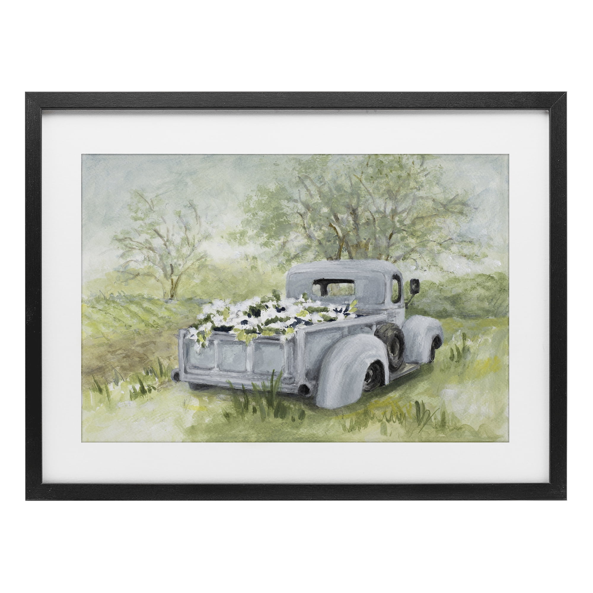 Stupell Industries Vintage Blue Truck Flower Sale Black Framed Print Under Glass, design by Lanie Loreth