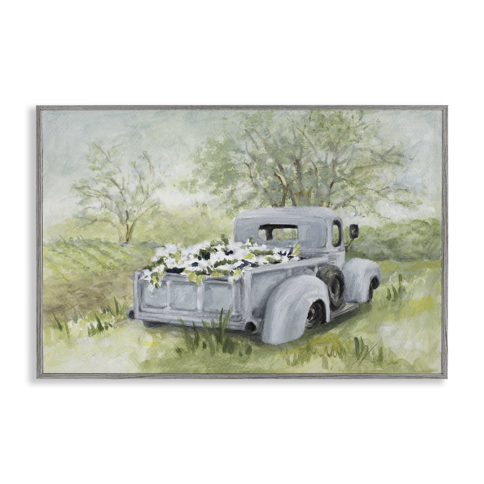 Stupell Industries Vintage Blue Truck Flower Sale Gray Framed Giclee Art, design by Lanie Loreth