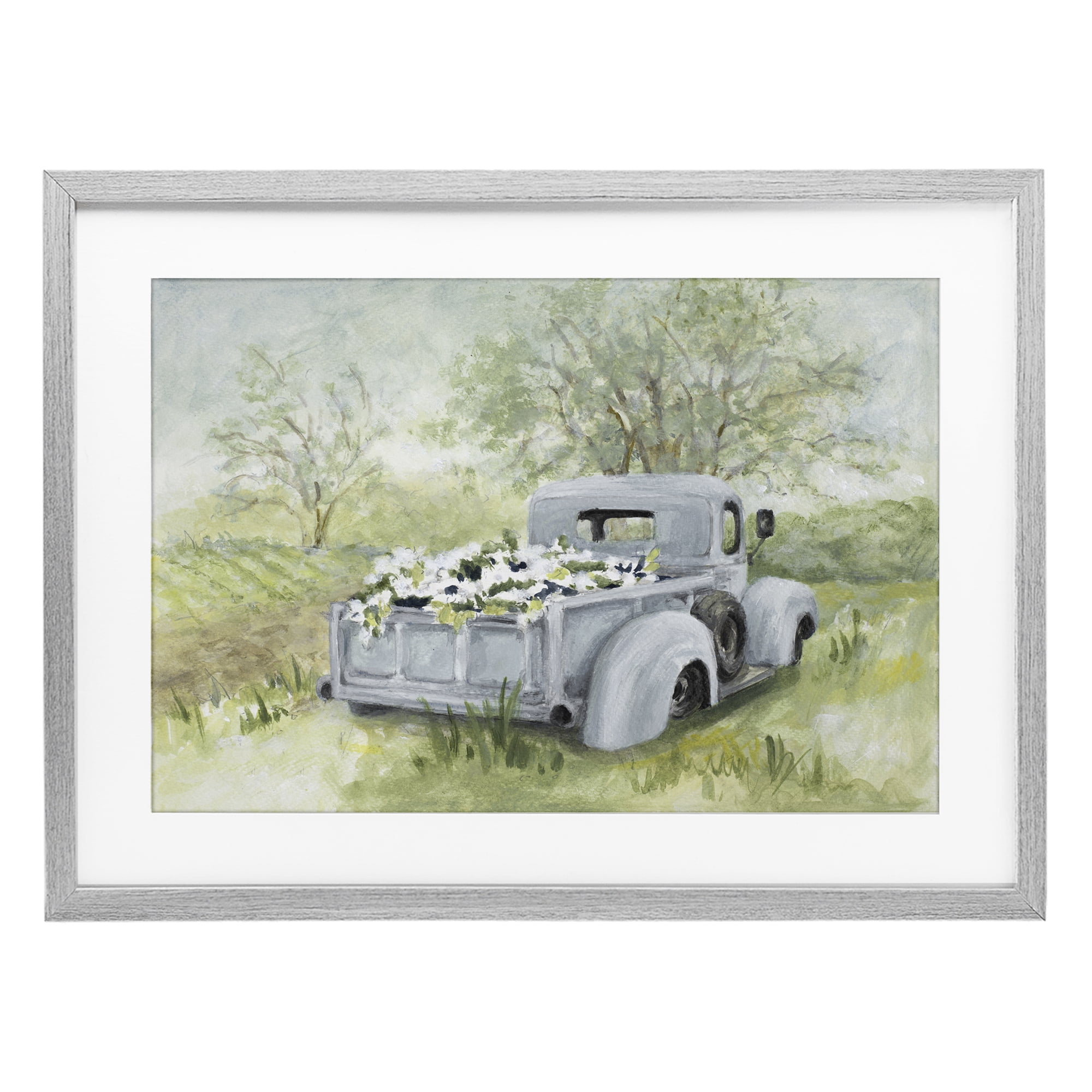 Stupell Industries Vintage Blue Truck Flower Sale Gray Framed Print Under Glass, design by Lanie Loreth