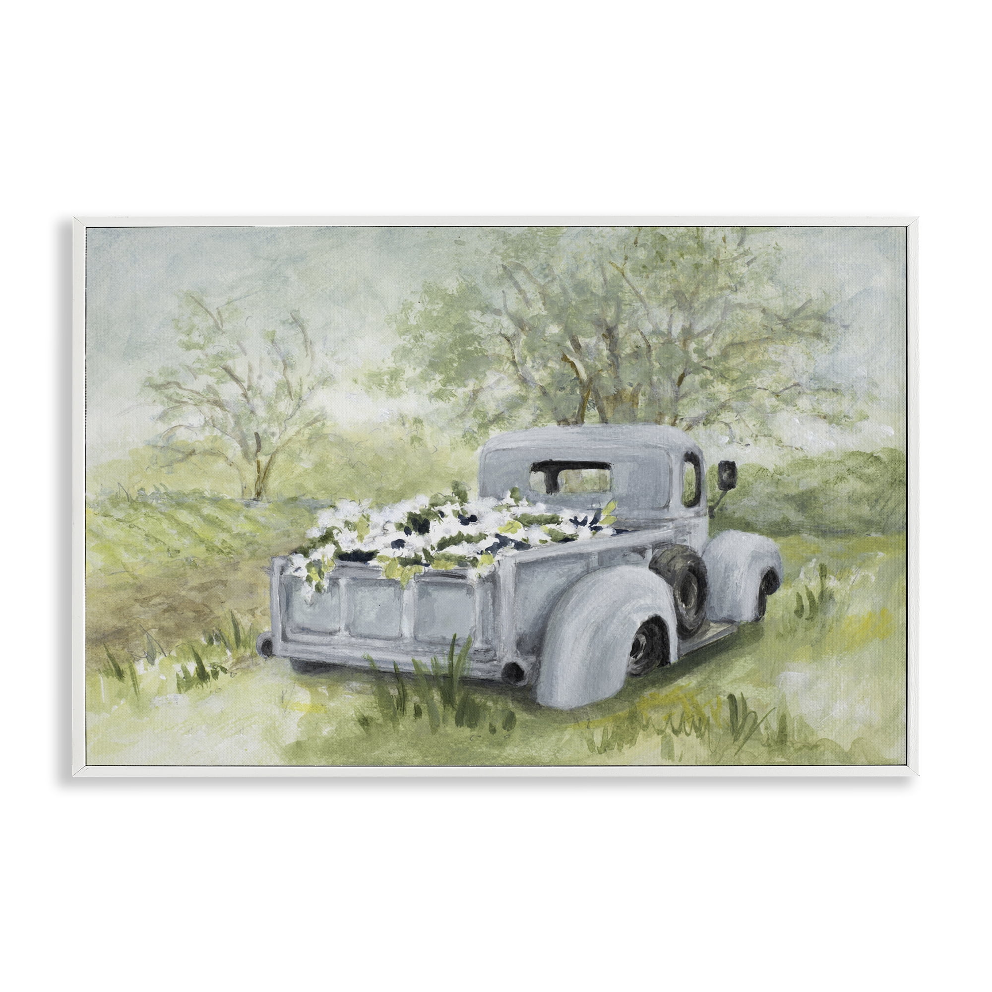 Stupell Industries Vintage Blue Truck Flower Sale White Framed Giclee Art, design by Lanie Loreth