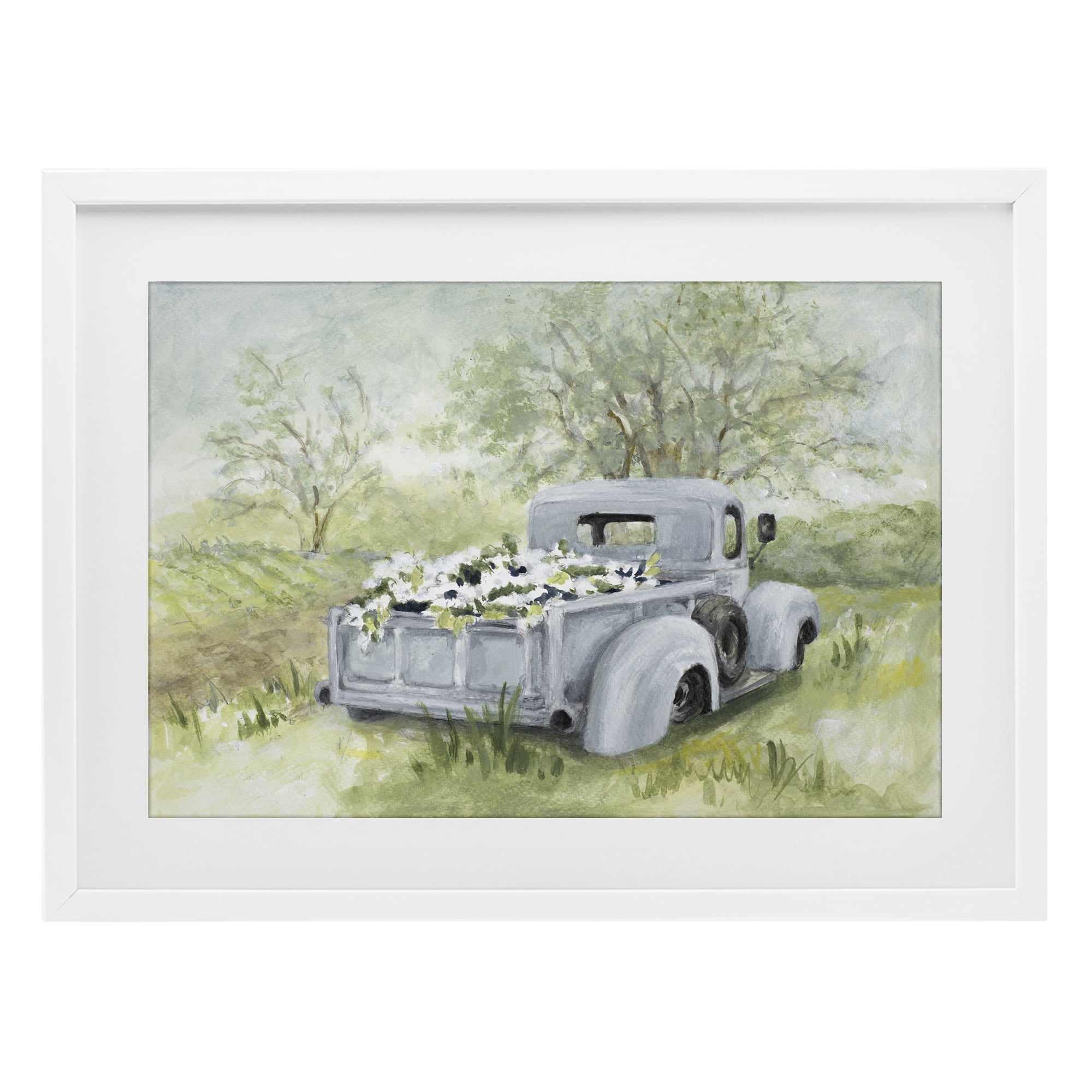 Stupell Industries Vintage Blue Truck Flower Sale White Framed Print Under Glass, design by Lanie Loreth