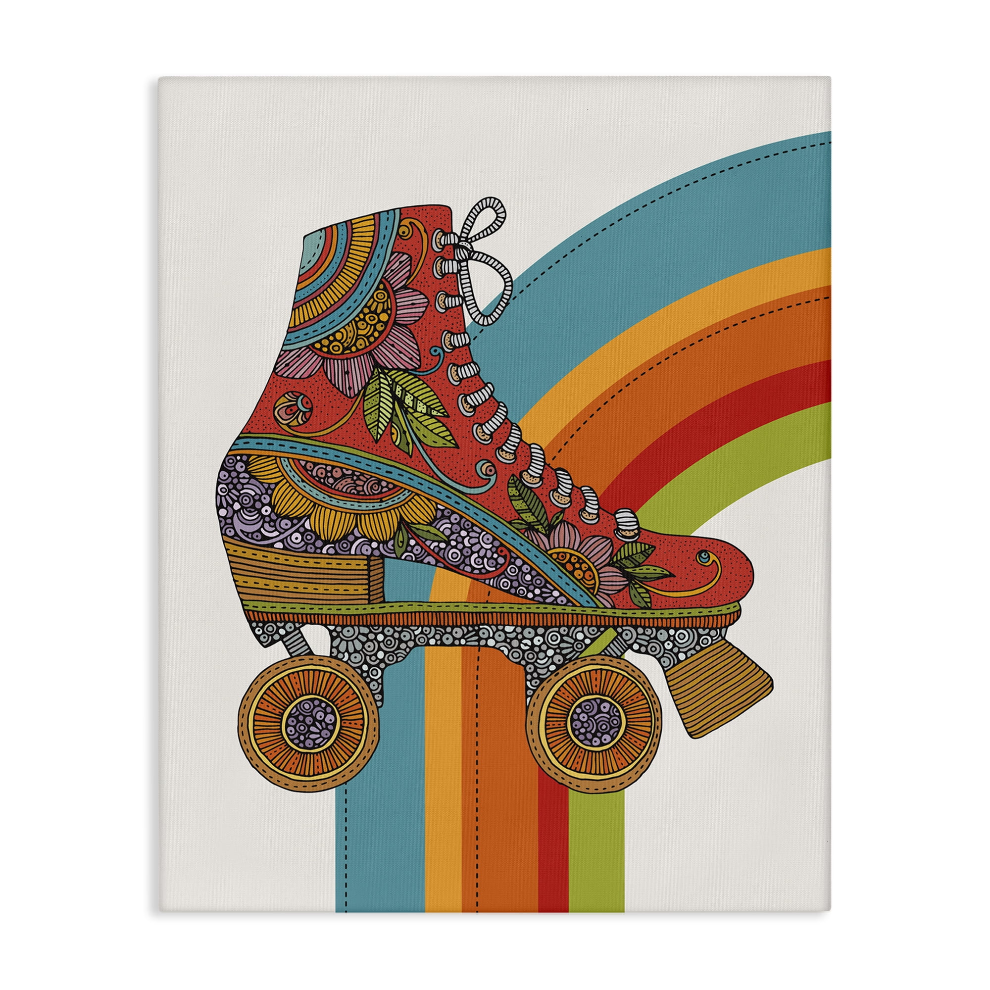 Stupell Industries Vintage Boho Roller Skate Entertainment Painting Wrapped Canvas Art Print Wall Art, 30 x 40