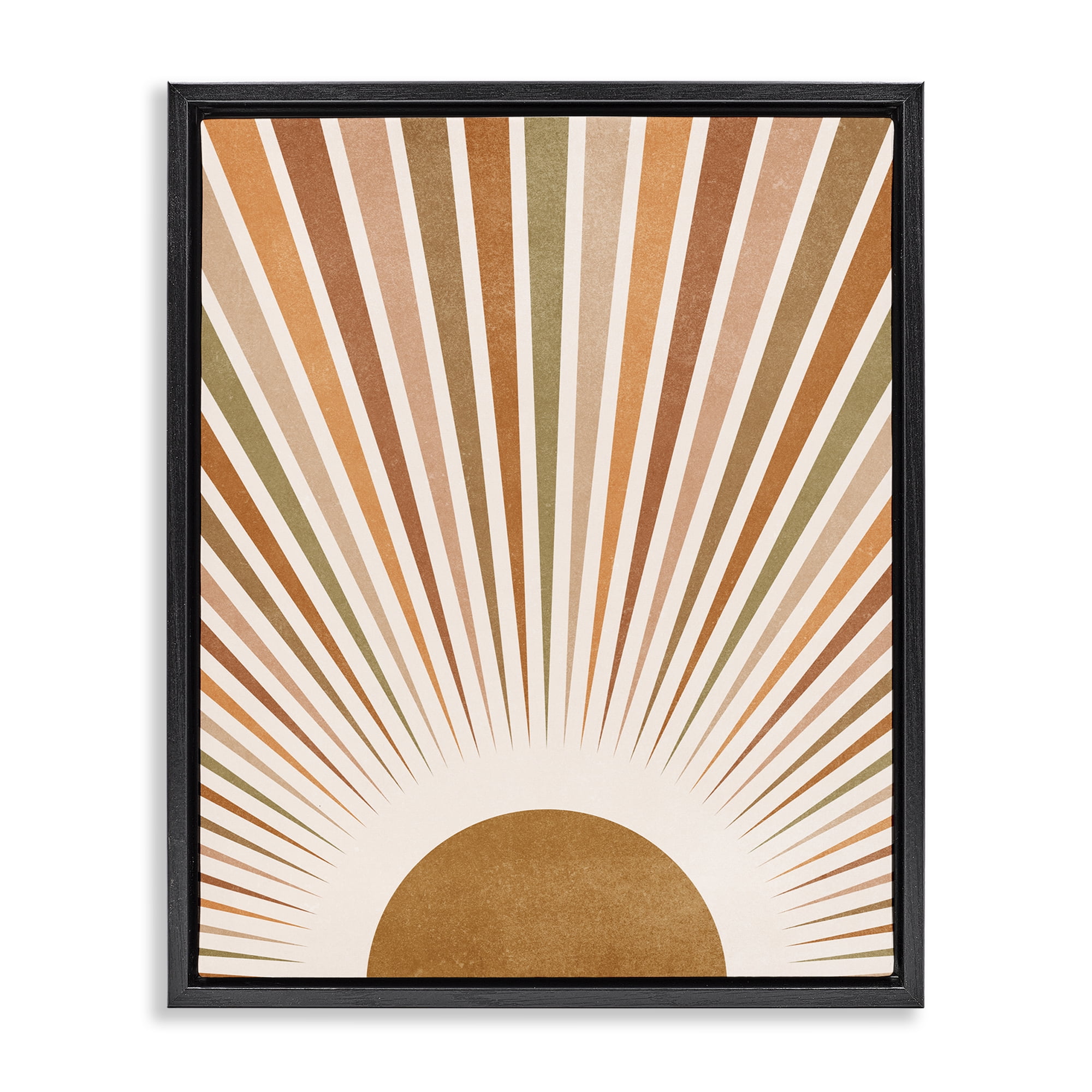 Stupell Industries Vintage Boho Sunburst Landscape & Nature Painting Black Floater Framed Canvas Art Print Wall Art, 25 x 31