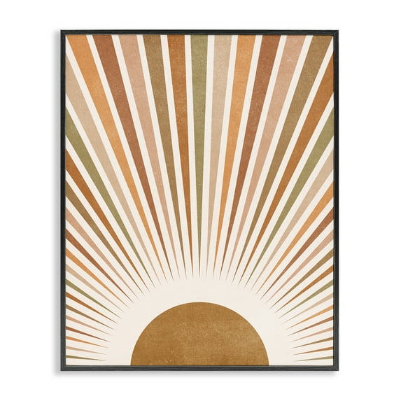 Stupell Industries Vintage Boho Sunburst Landscape & Nature Painting Black Framed Art Print Wall Art, 24 x 30